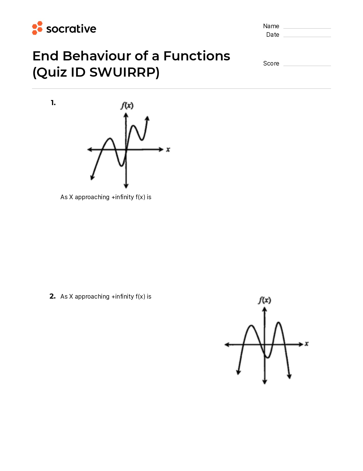 End Behaviour Of A Functions
