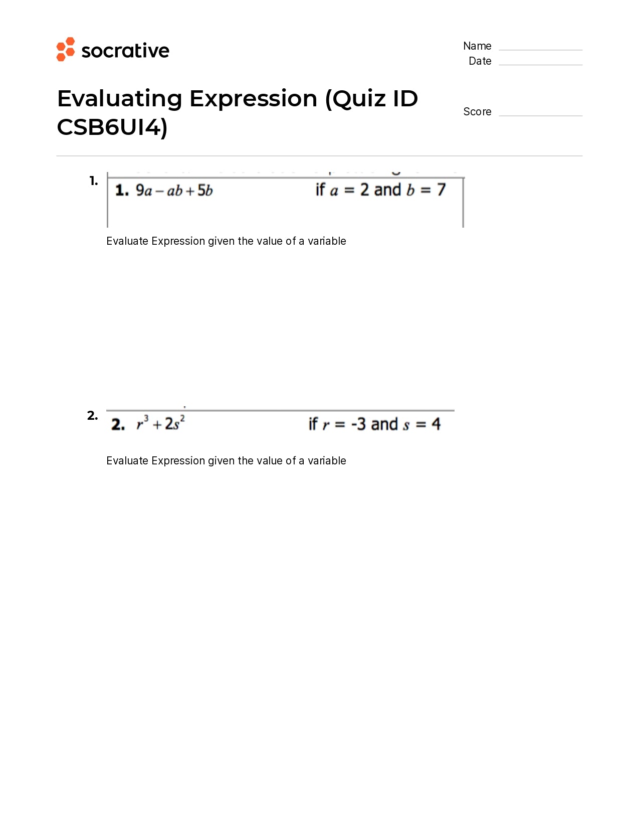 Evaluating Expression