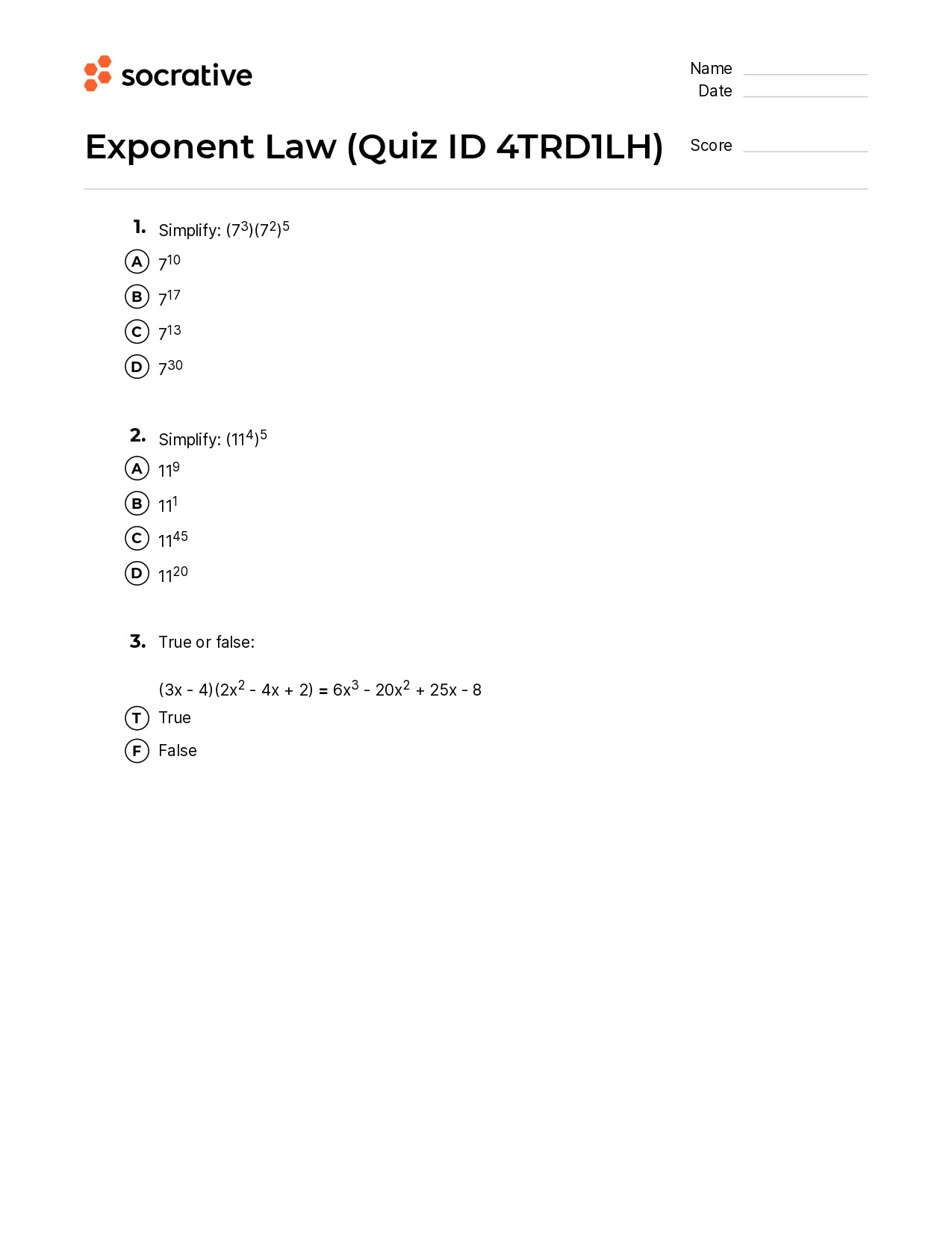 Exponent Law