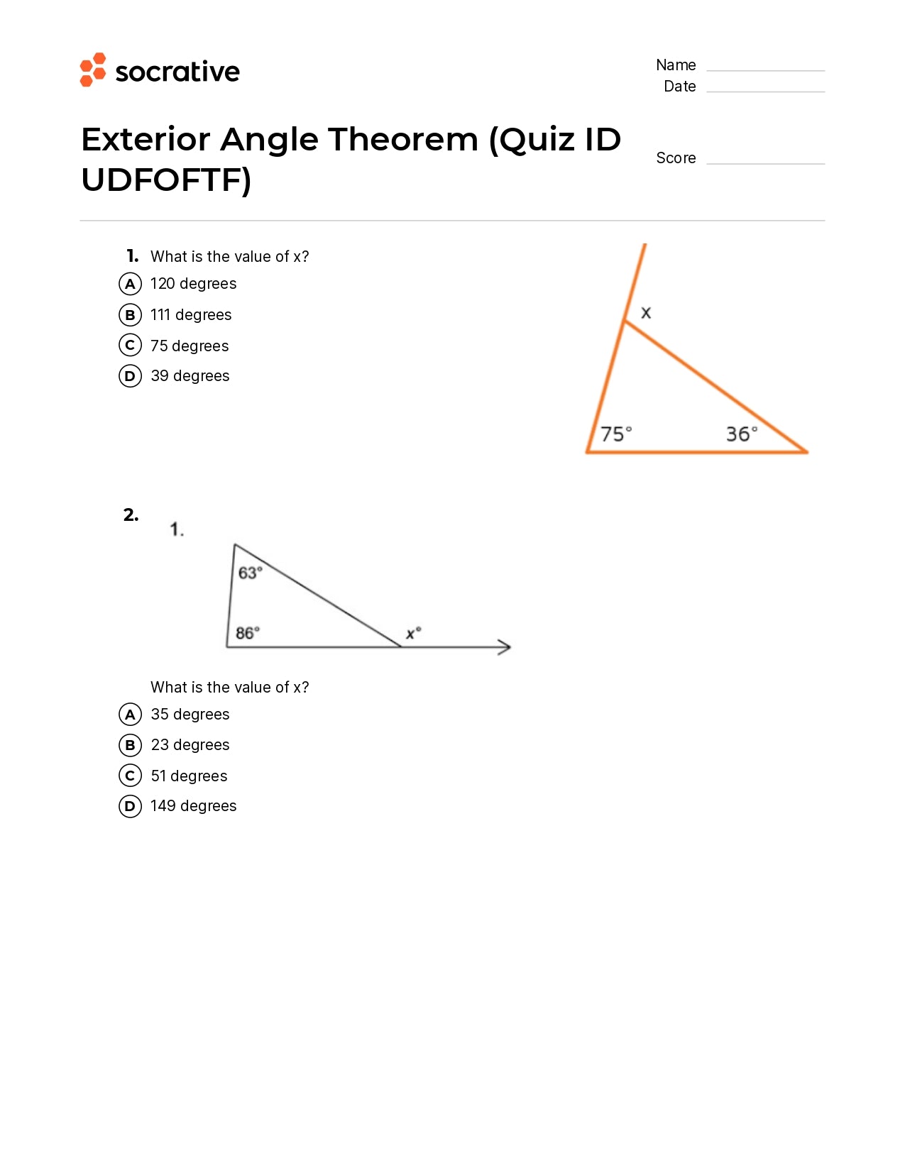 Exterior Angle Theorem