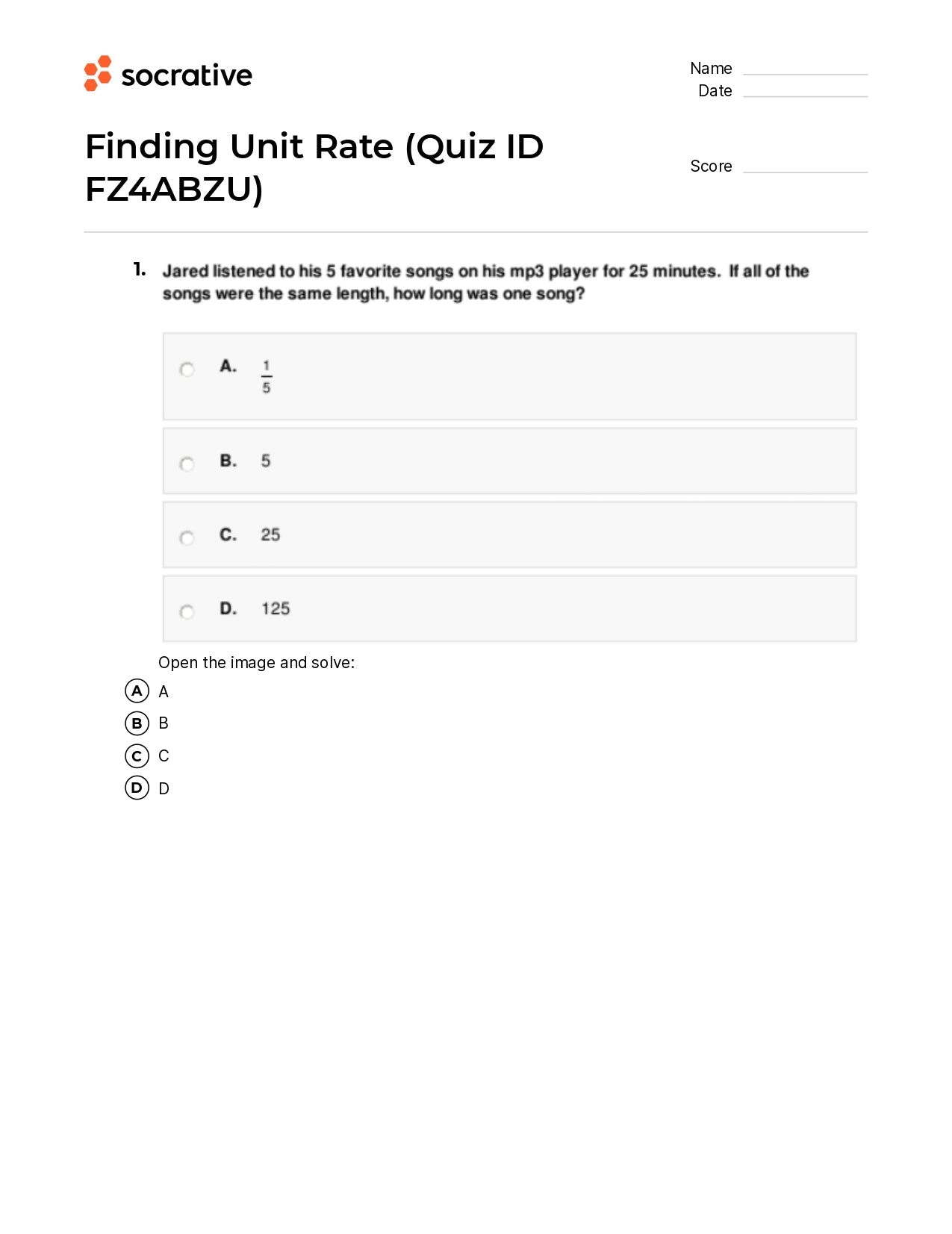 Finding Unit Rate