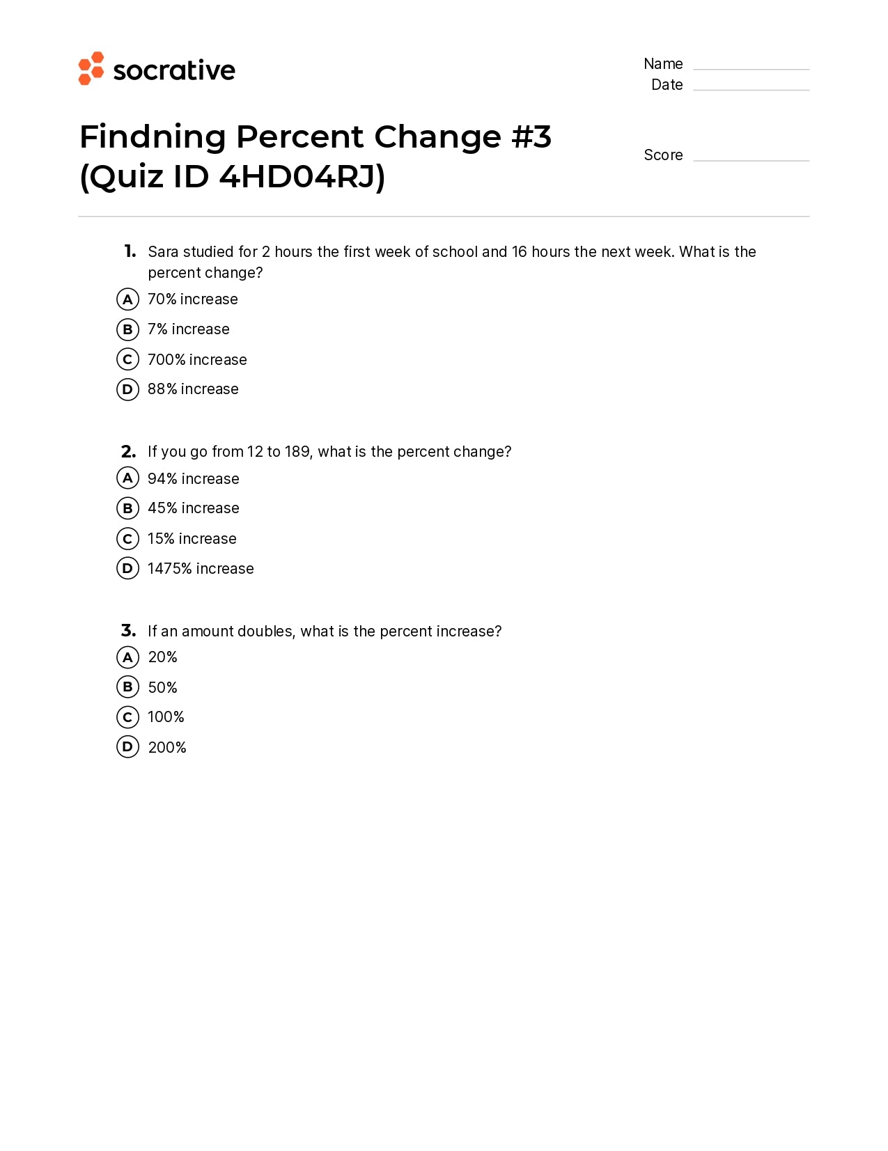 Findning Percent Change 3