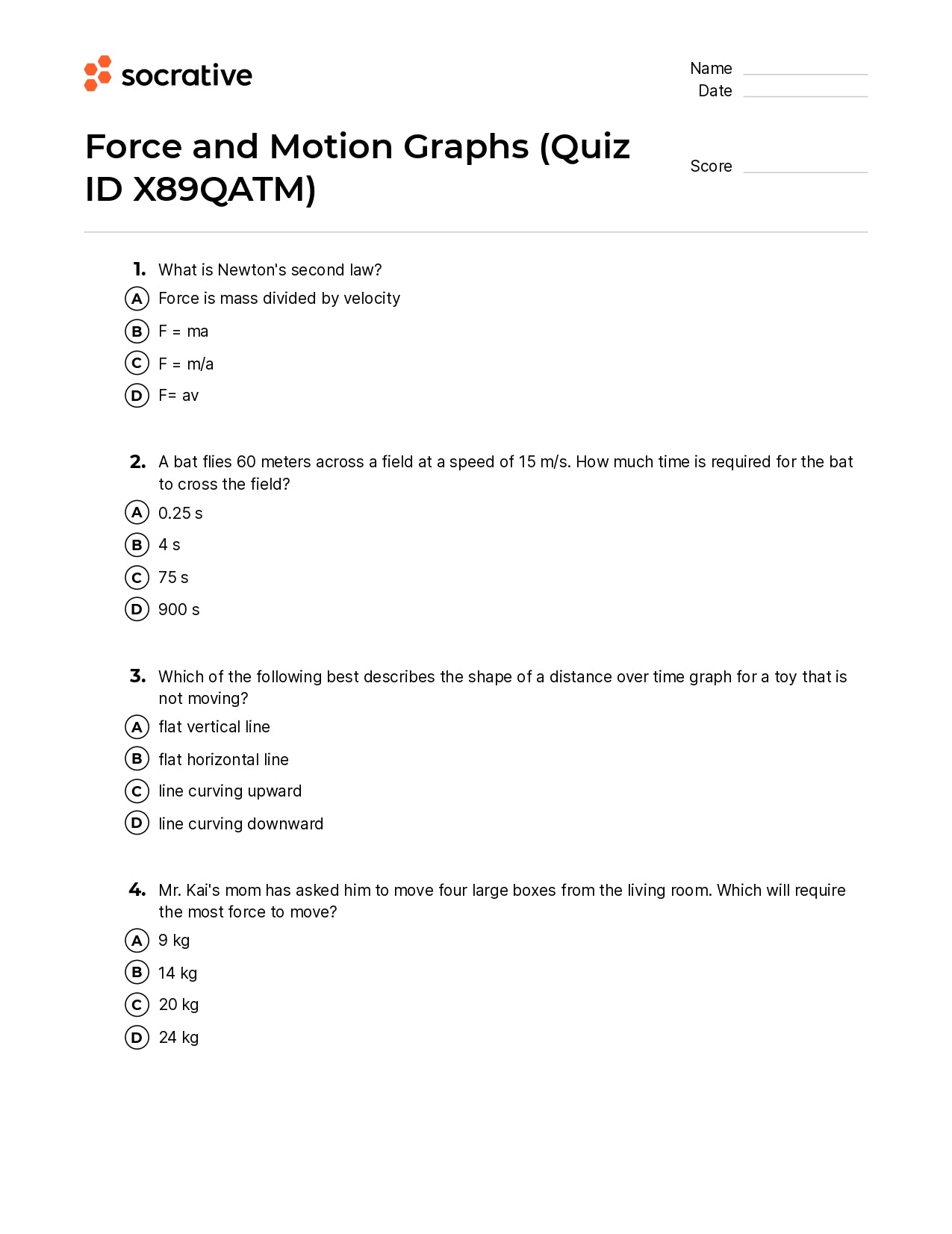 Force And Motion Graphs