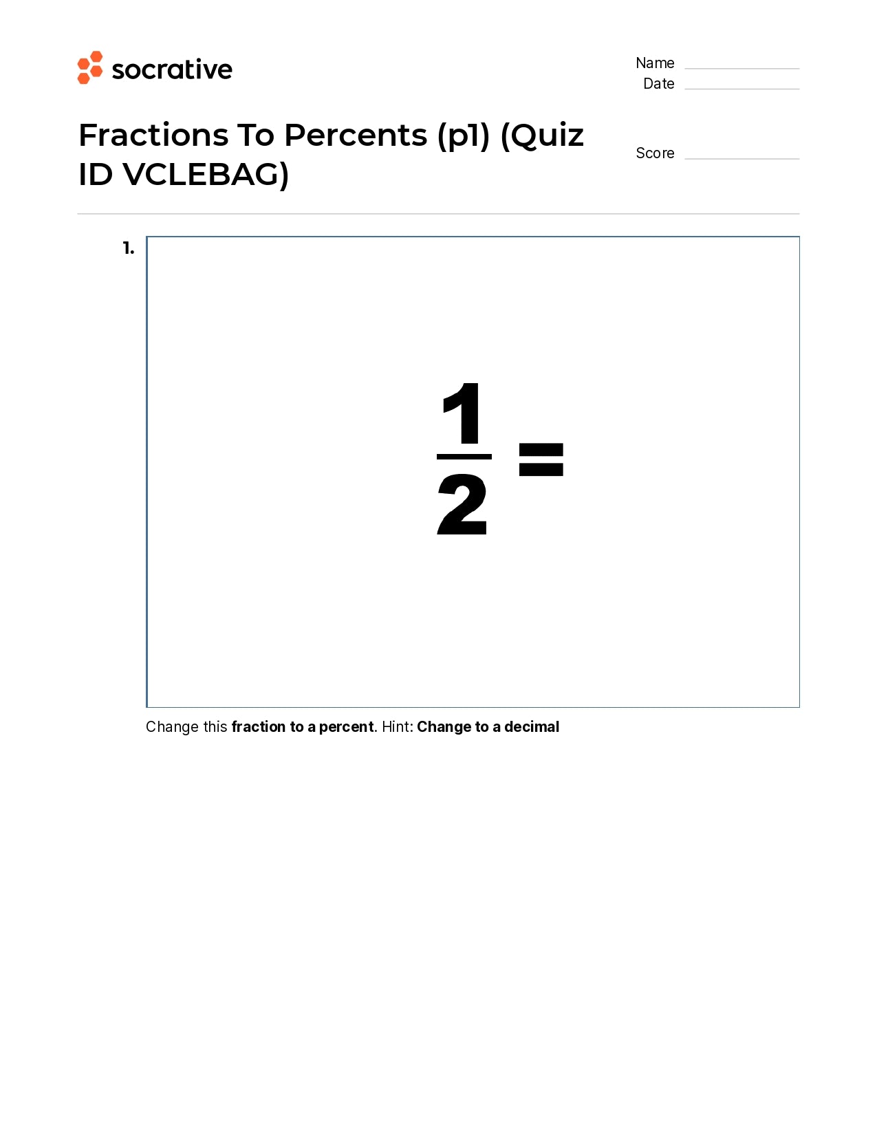Fractions To Percents (P1)