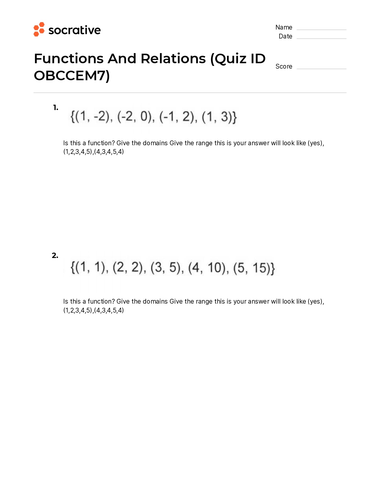 Functions And Relations