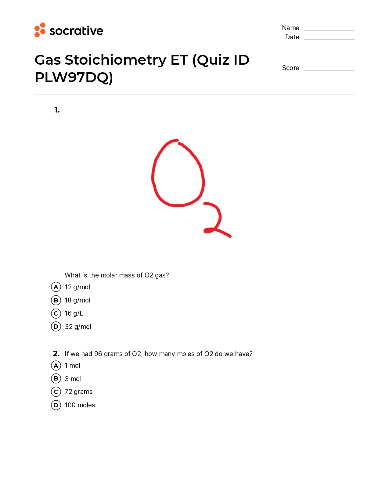 Gas Stoichiometry Et