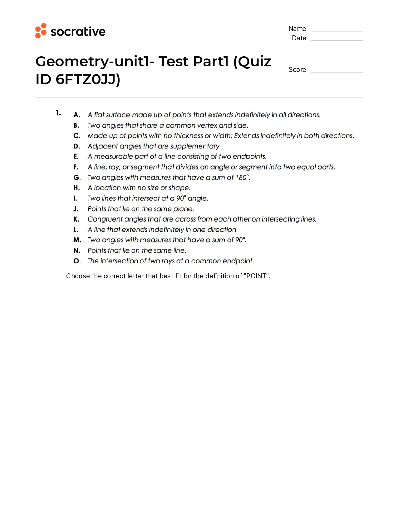Geometry-Unit1-Test Part1