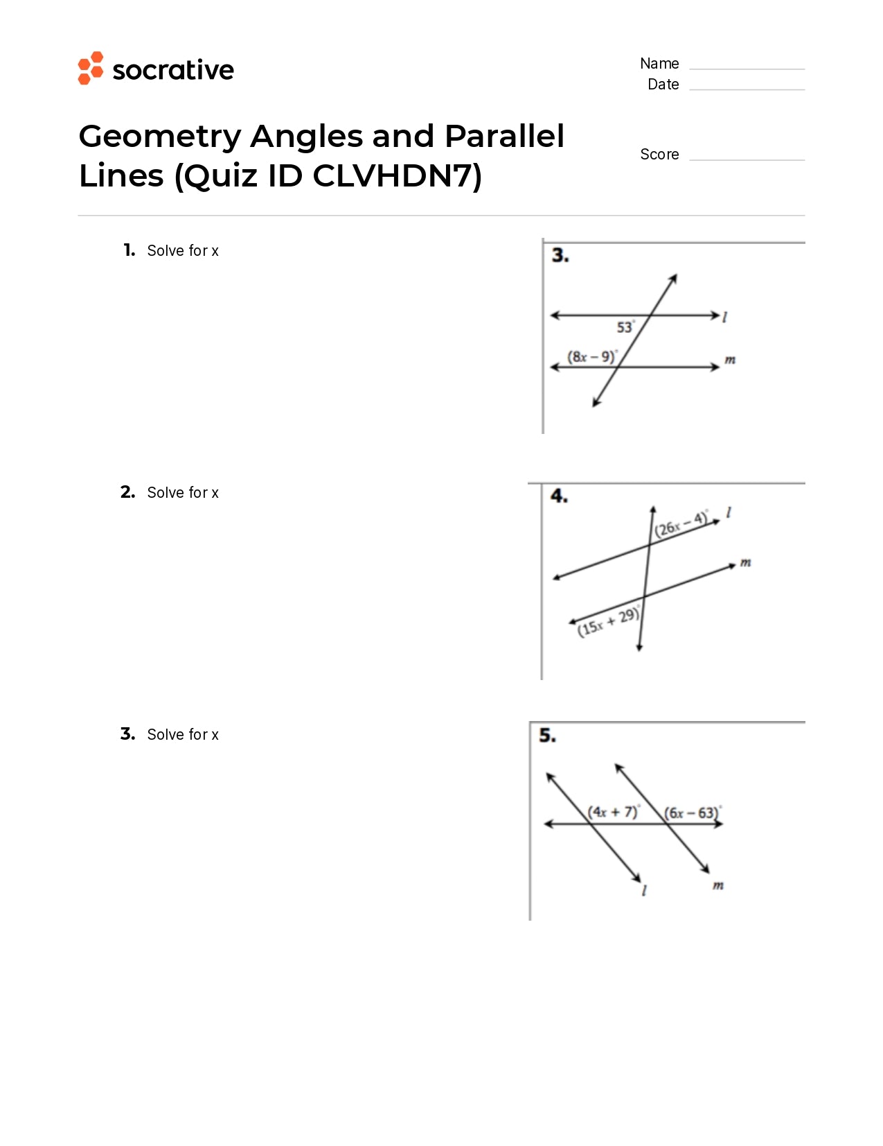 Geometry Angles And Parallel Lines