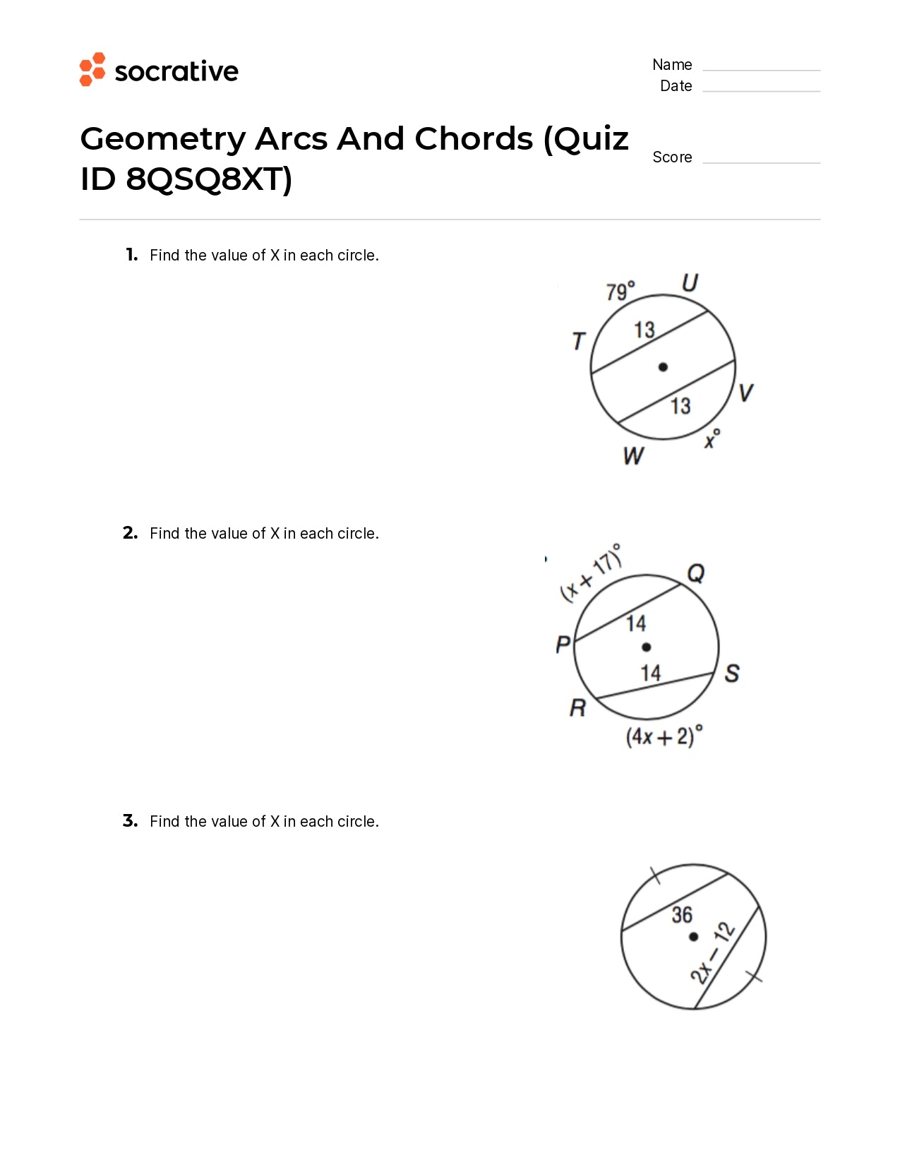 Geometry Arcs And Chords