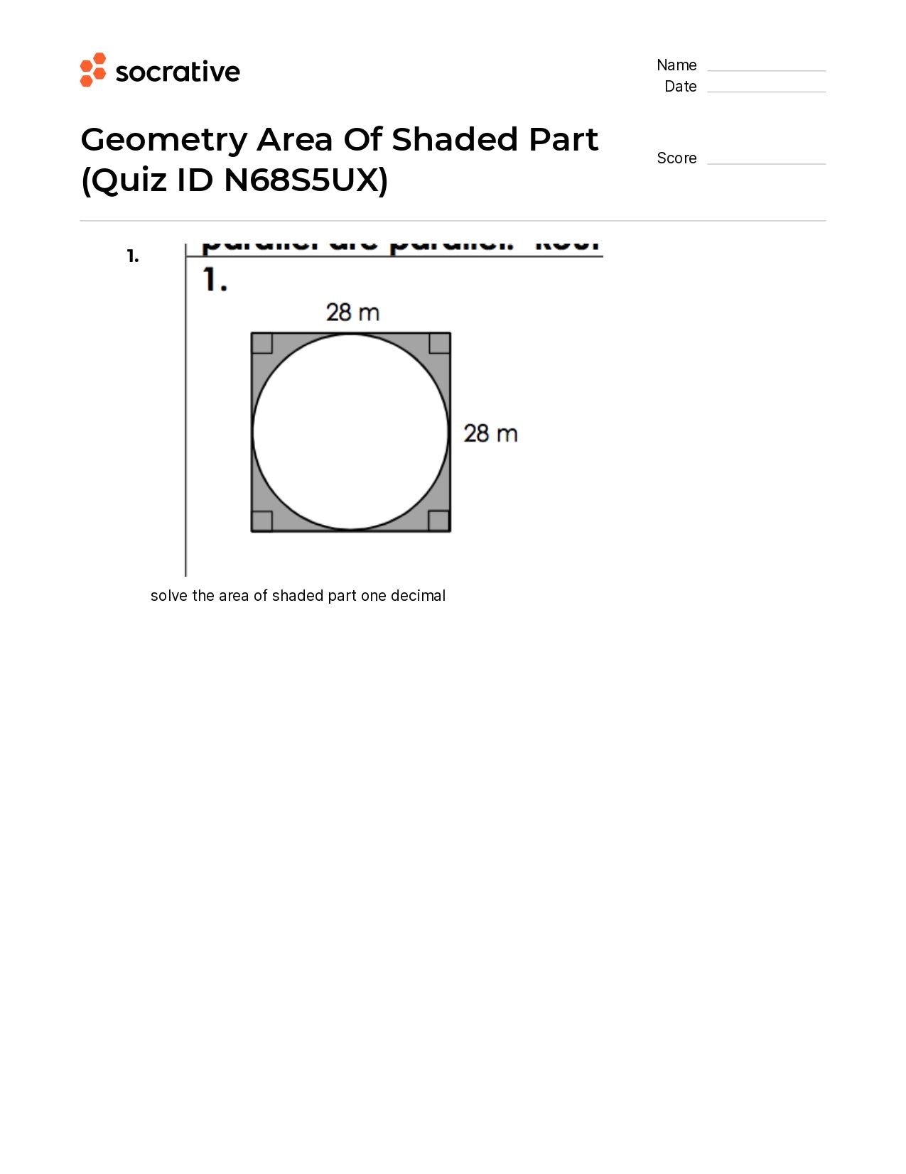 Geometry Area Of Shaded Part
