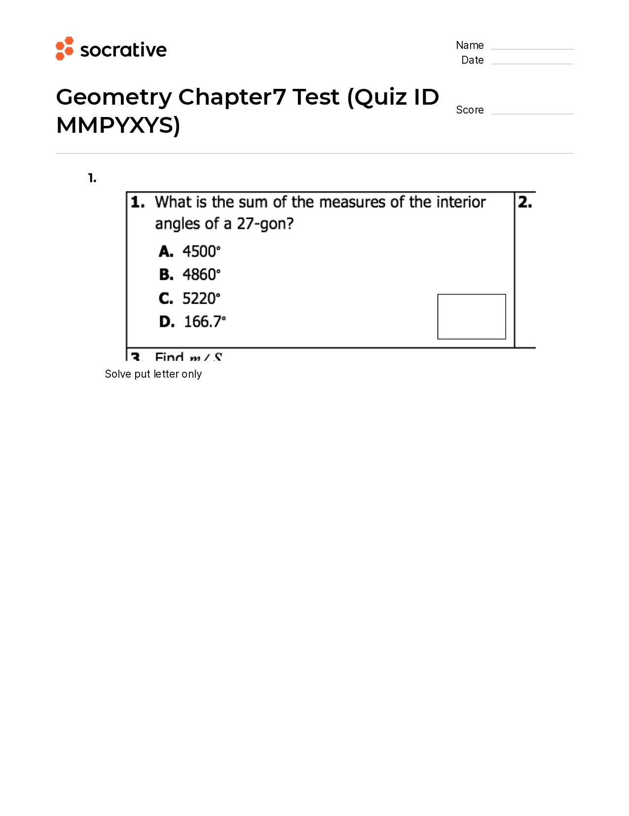 Geometry Chapter7 Test