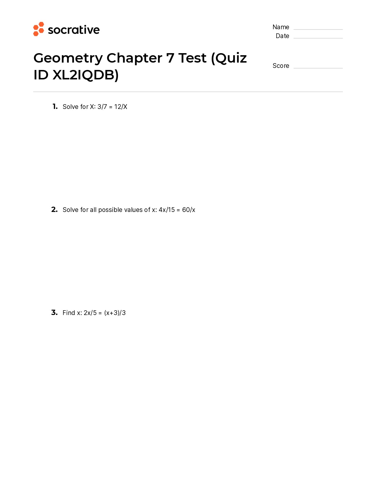 Geometry Chapter 7 Test