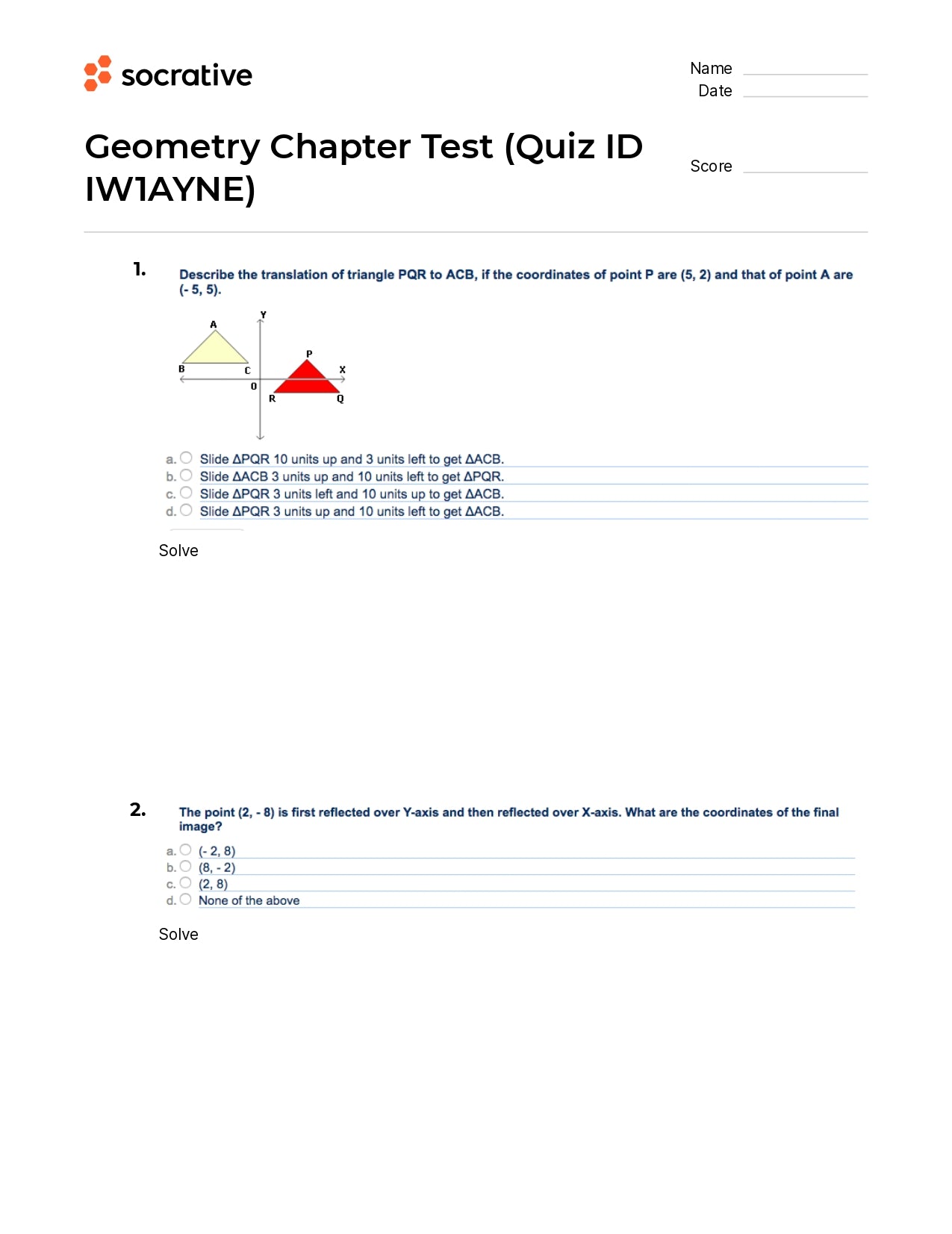 Geometry Chapter Test
