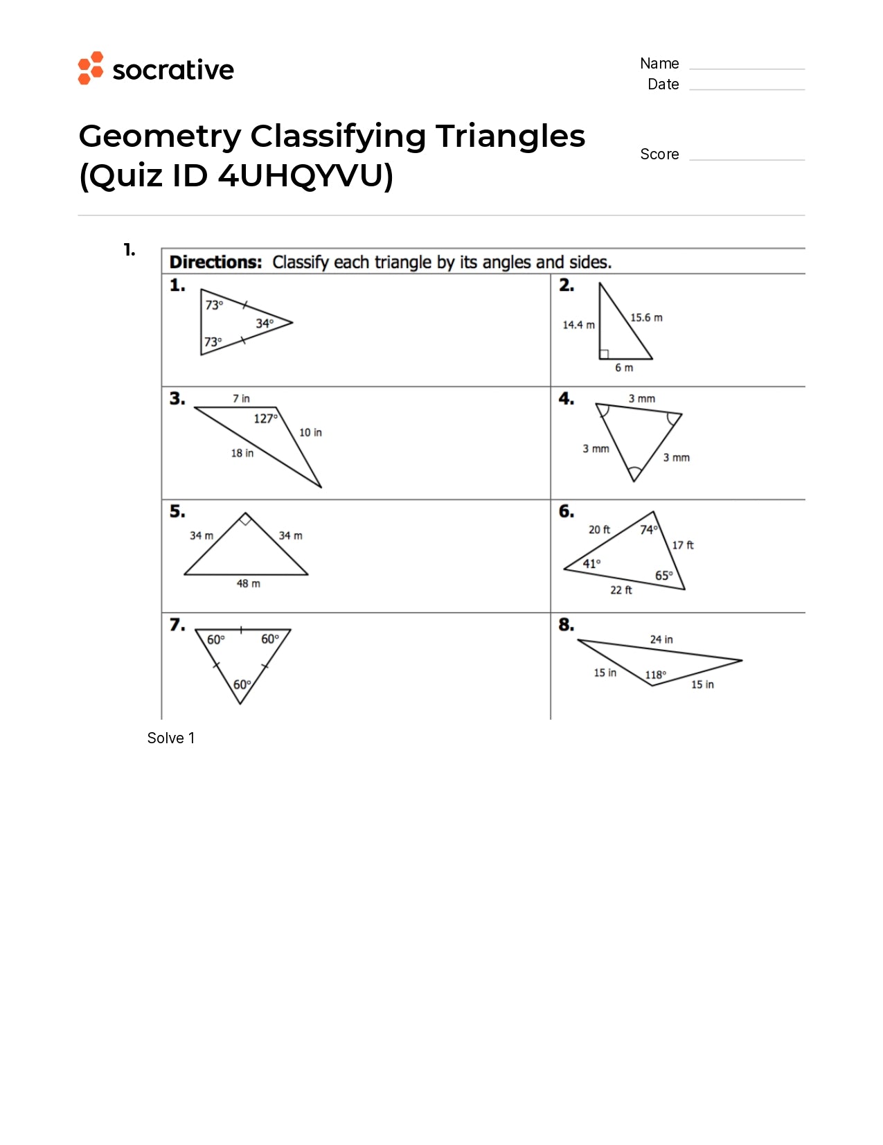 Geometry Classifying Triangles
