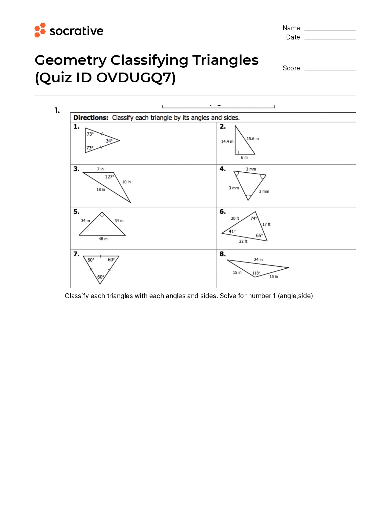 Geometry Classifying Triangles
