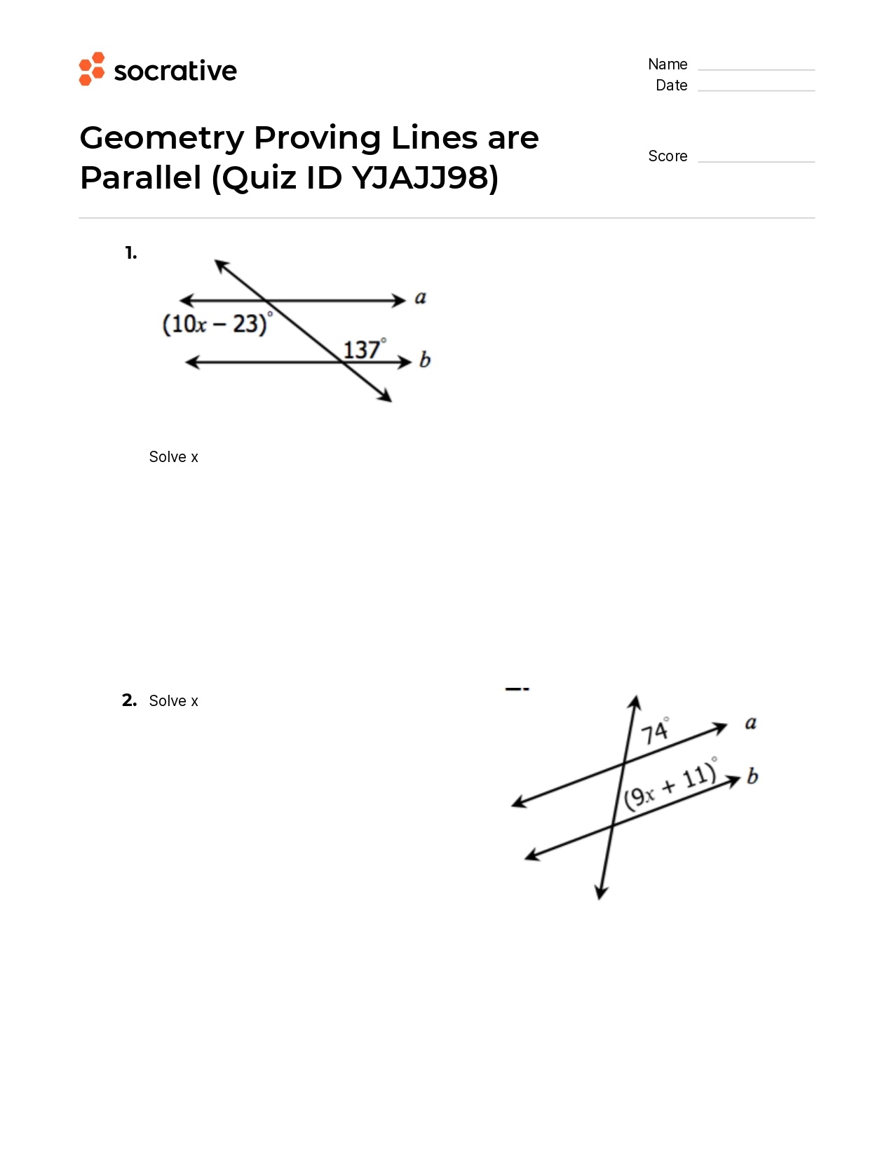Geometry Proving Lines Are Parallel