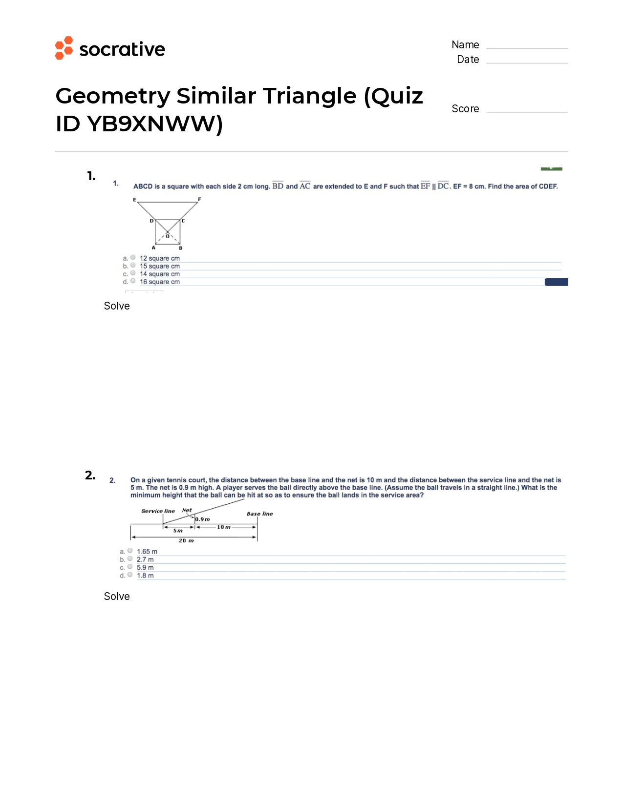 Geometry Similar Triangle