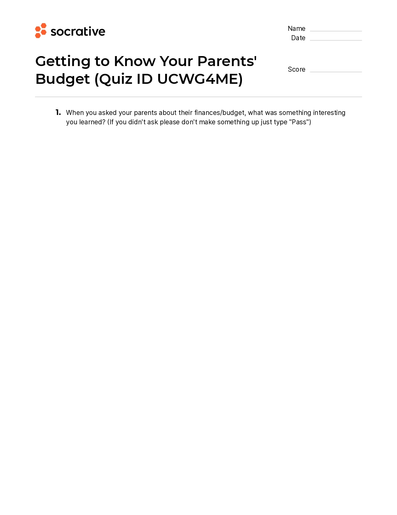 Getting To Know Your Parents' Budget