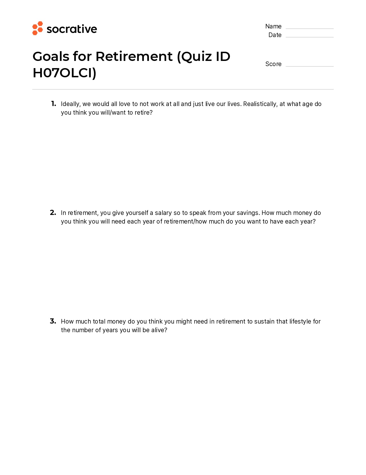 Goals For Retirement