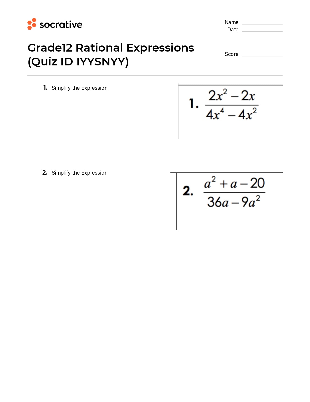 Grade12 Rational Expressions