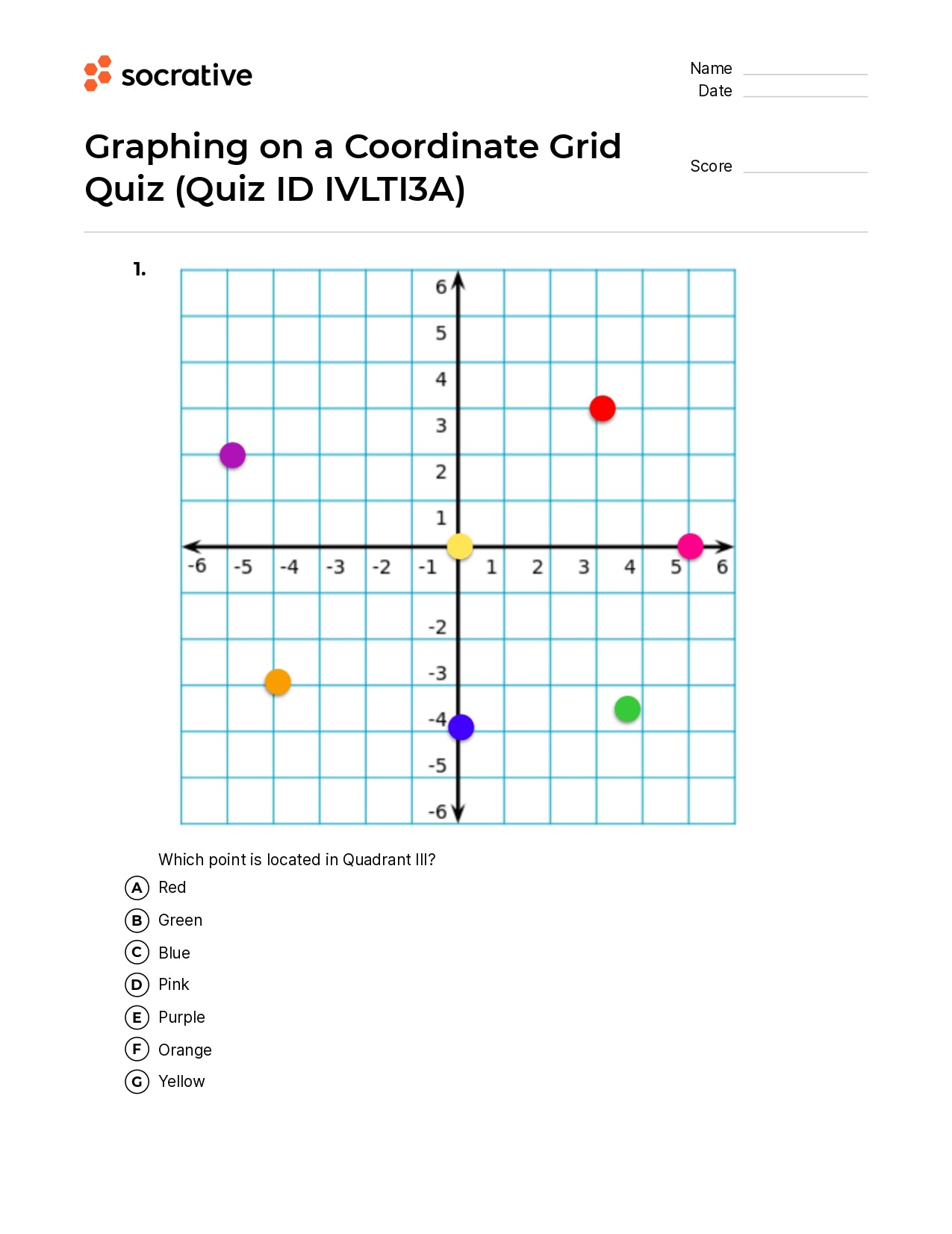 Simple Grid Questions Coordinate Grid Graphing