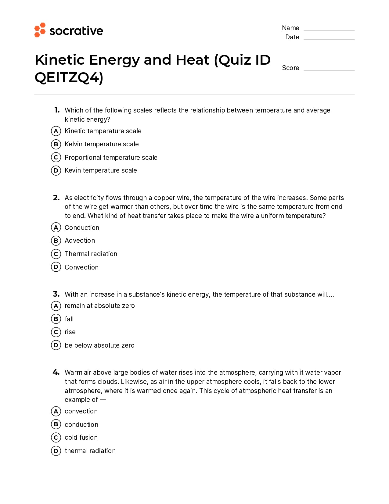 Kinetic Energy And Heat