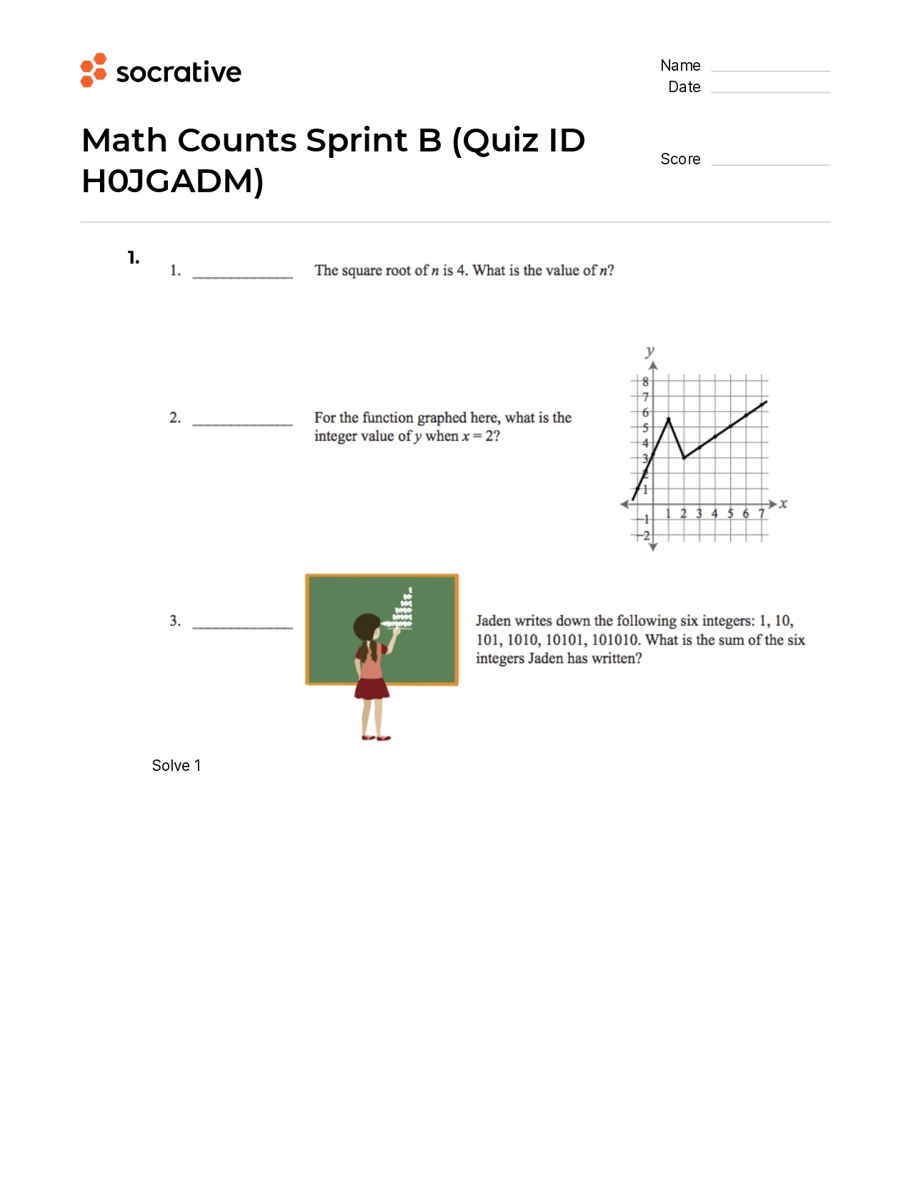 Math Counts Sprint B