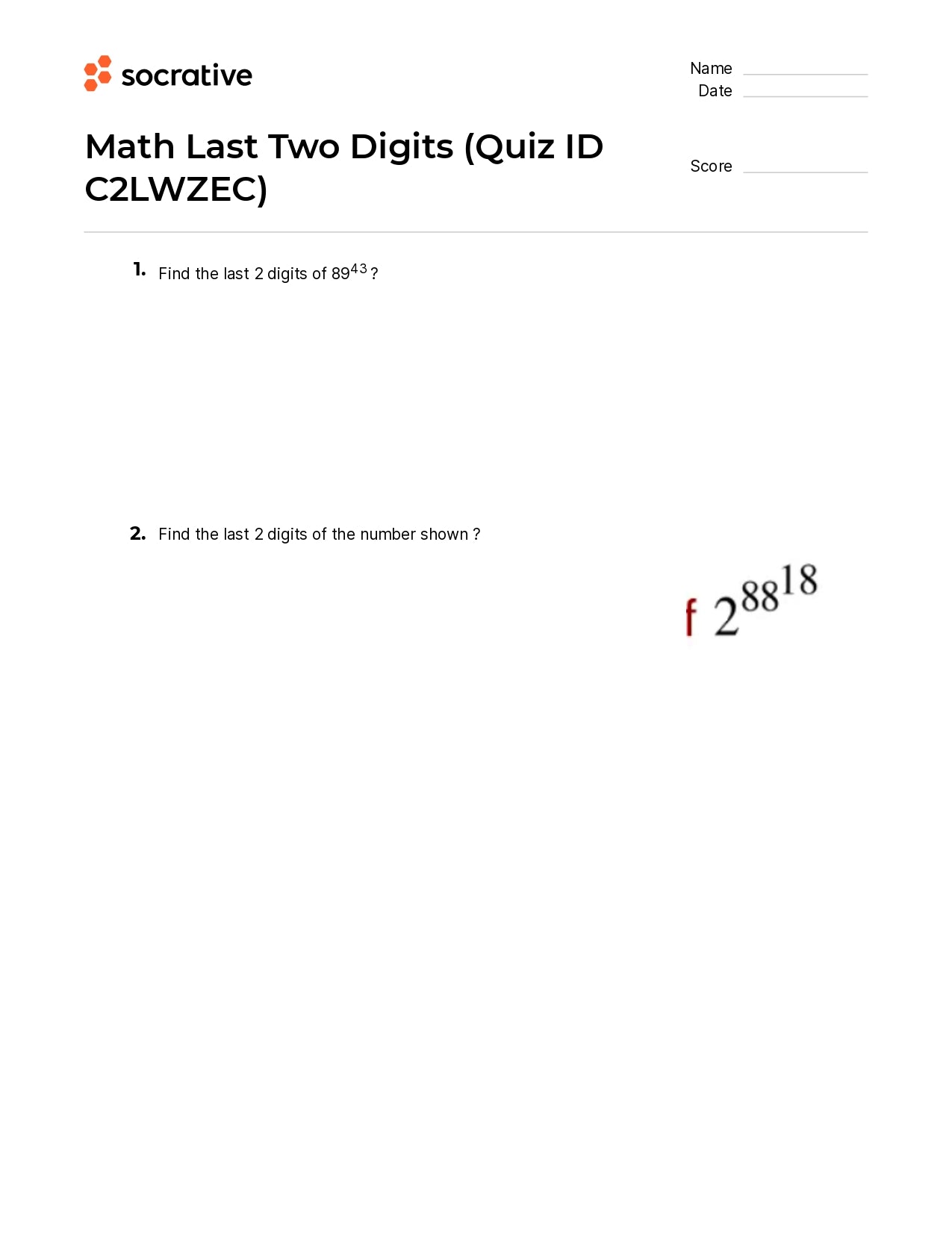 Math Last Two Digits