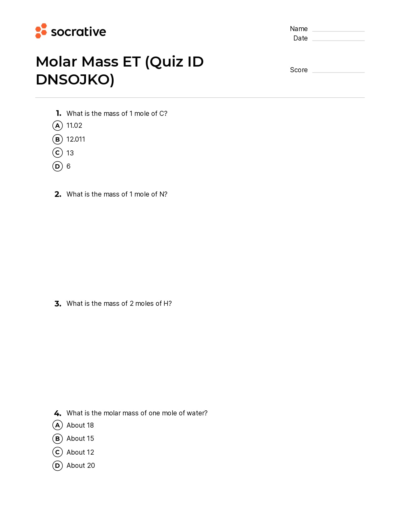 Molar Mass Et