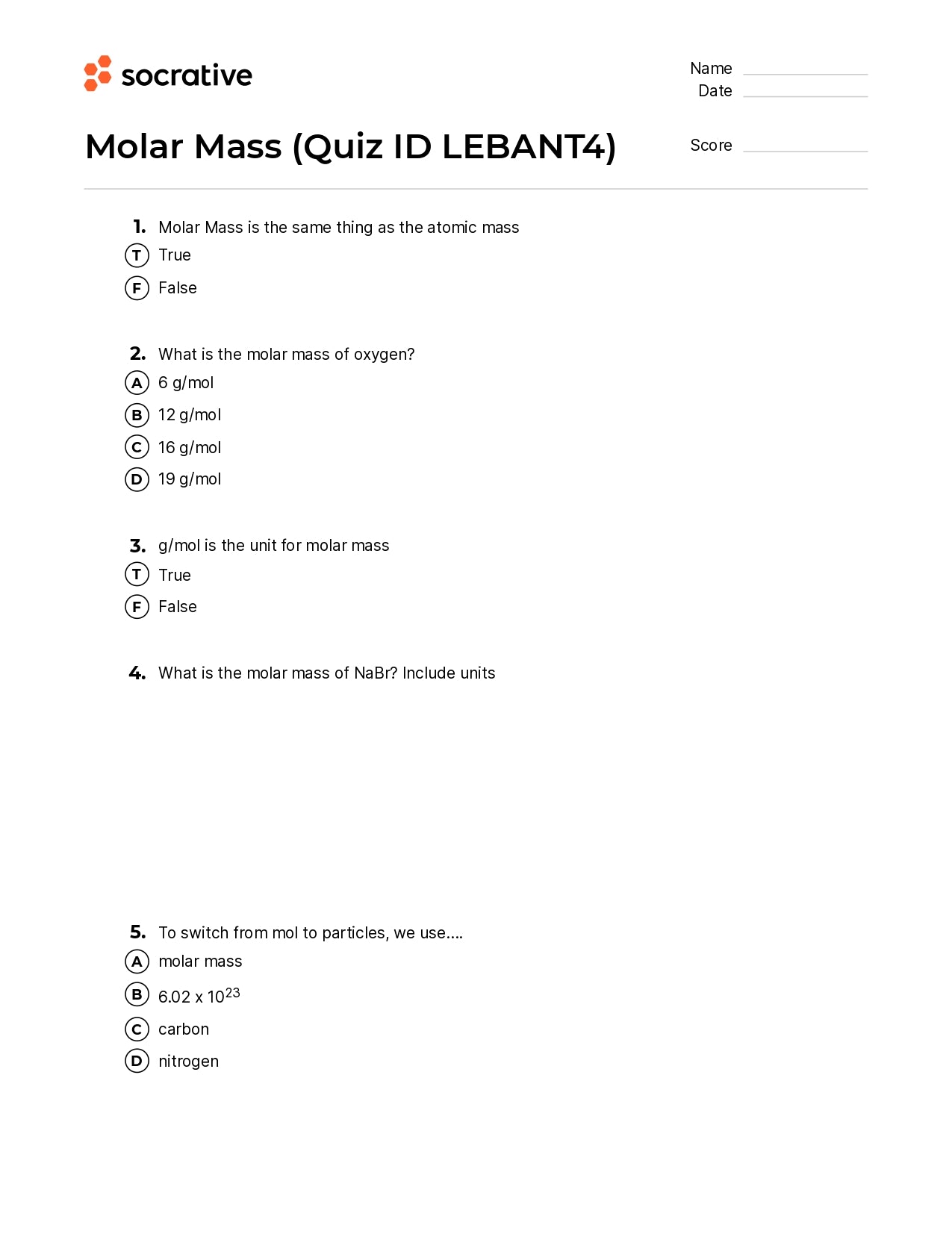 Molar Mass