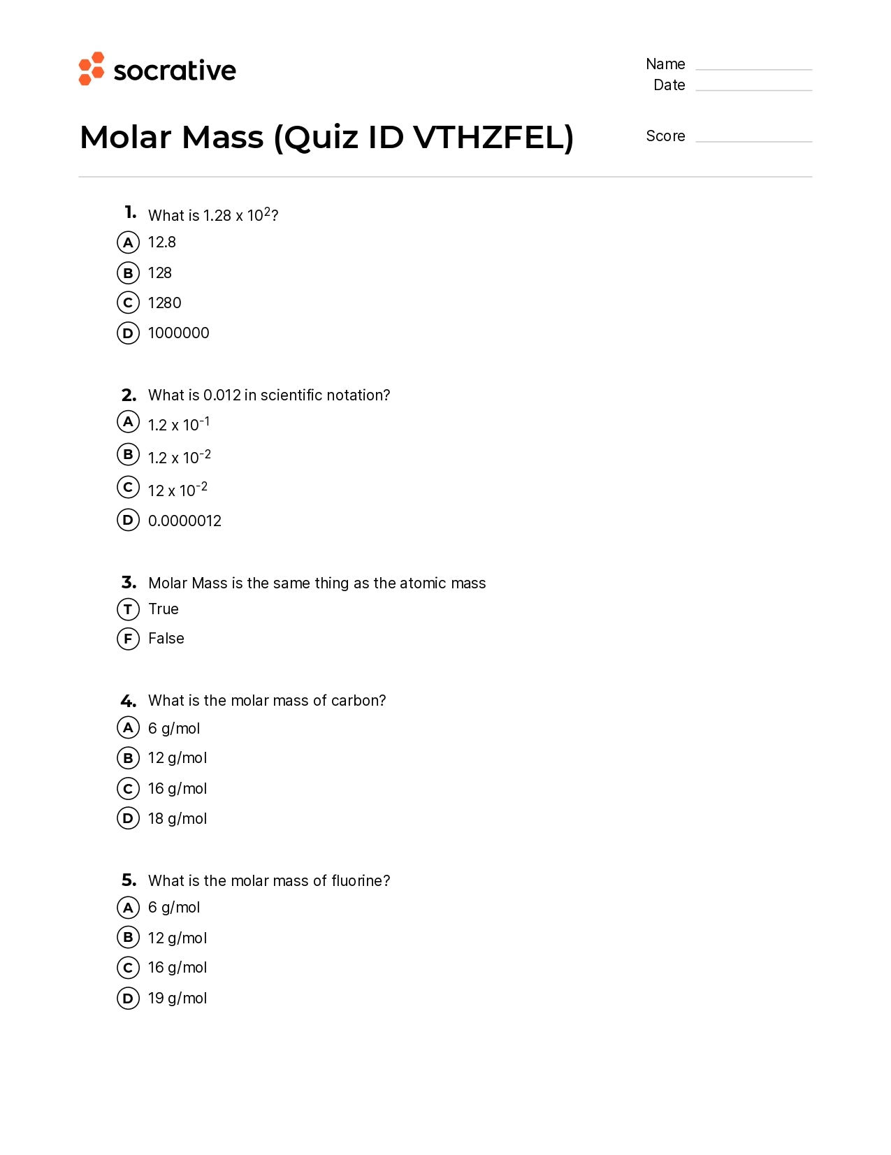 Molar Mass