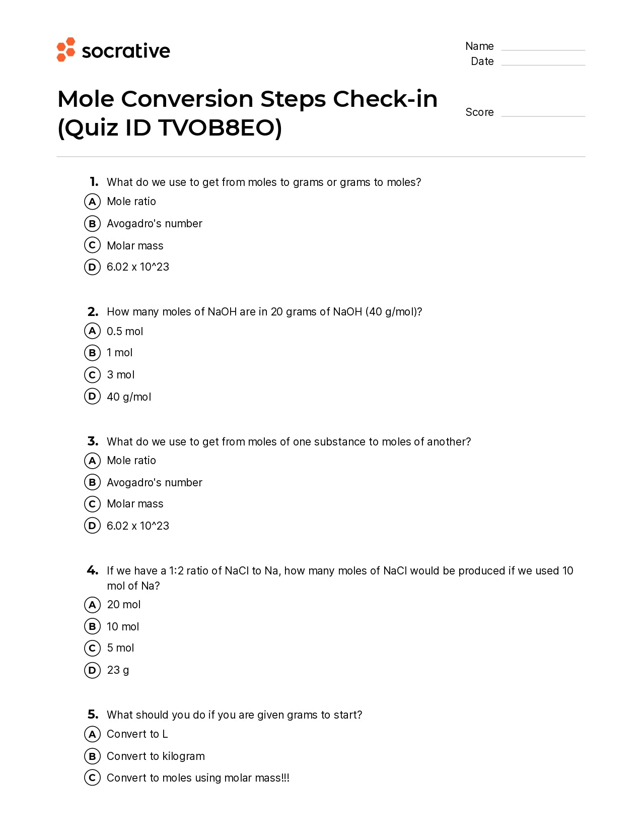Mole Conversion Steps Check-In