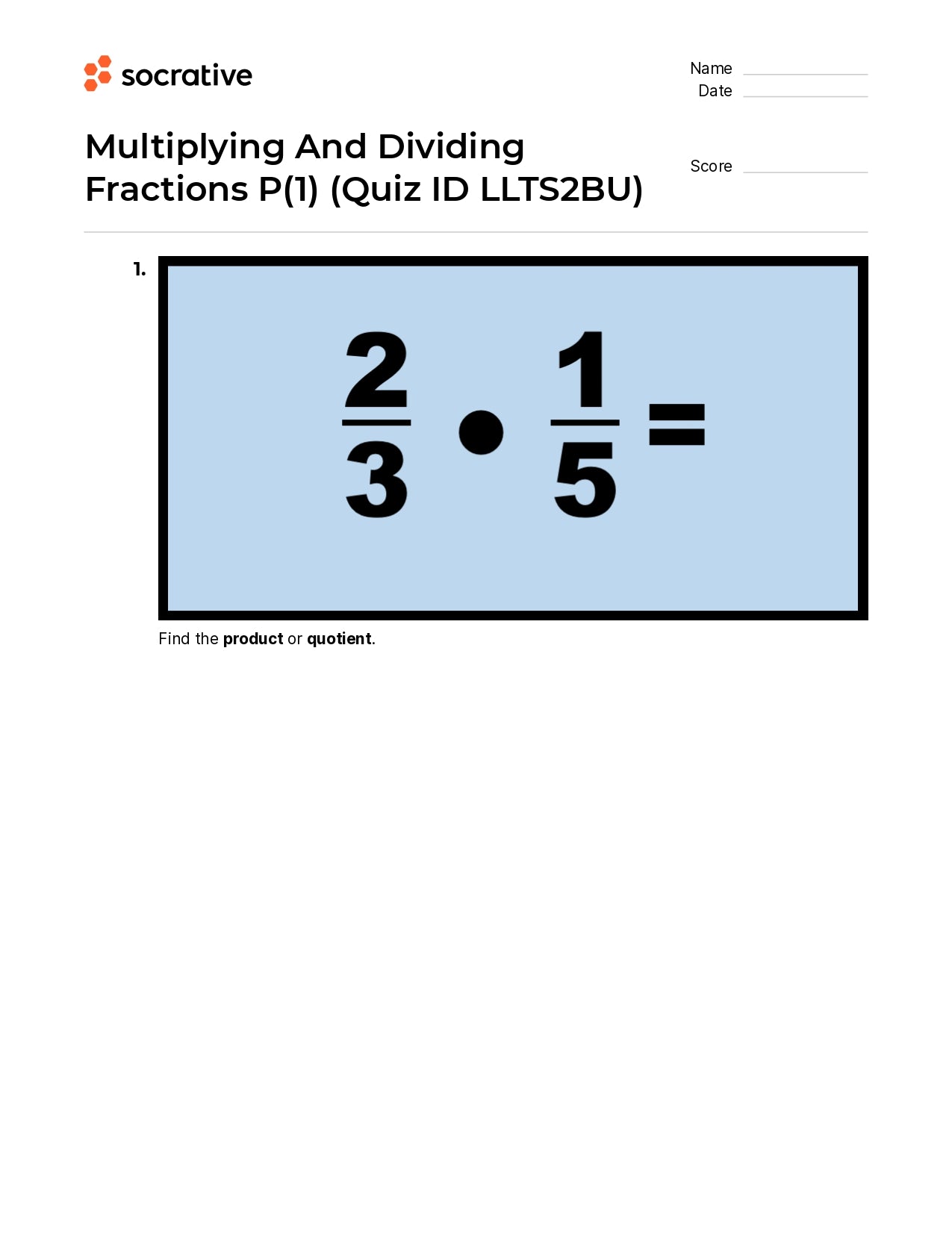 Multiplying And Dividing Fractions P(1)