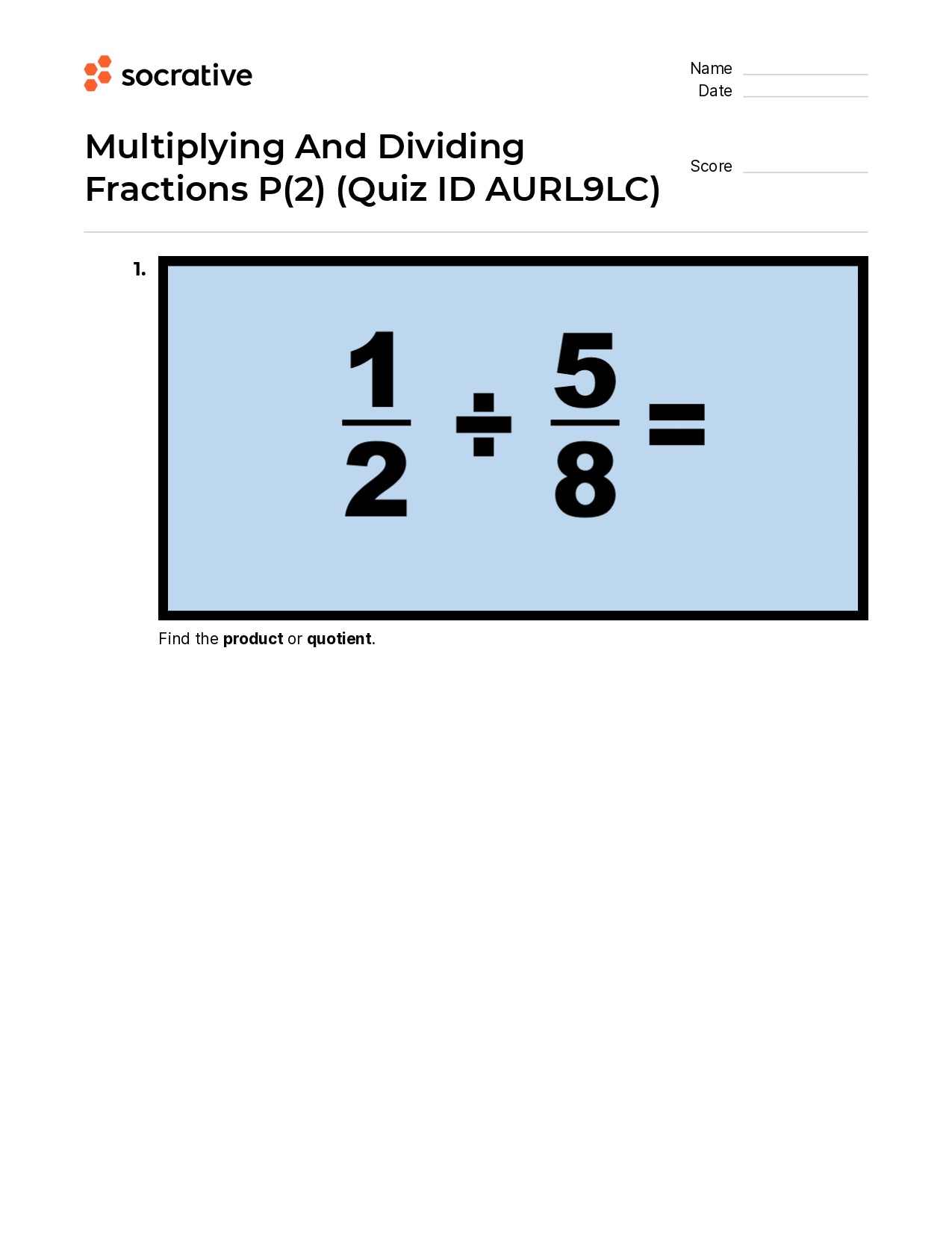 Multiplying And Dividing Fractions P(2)