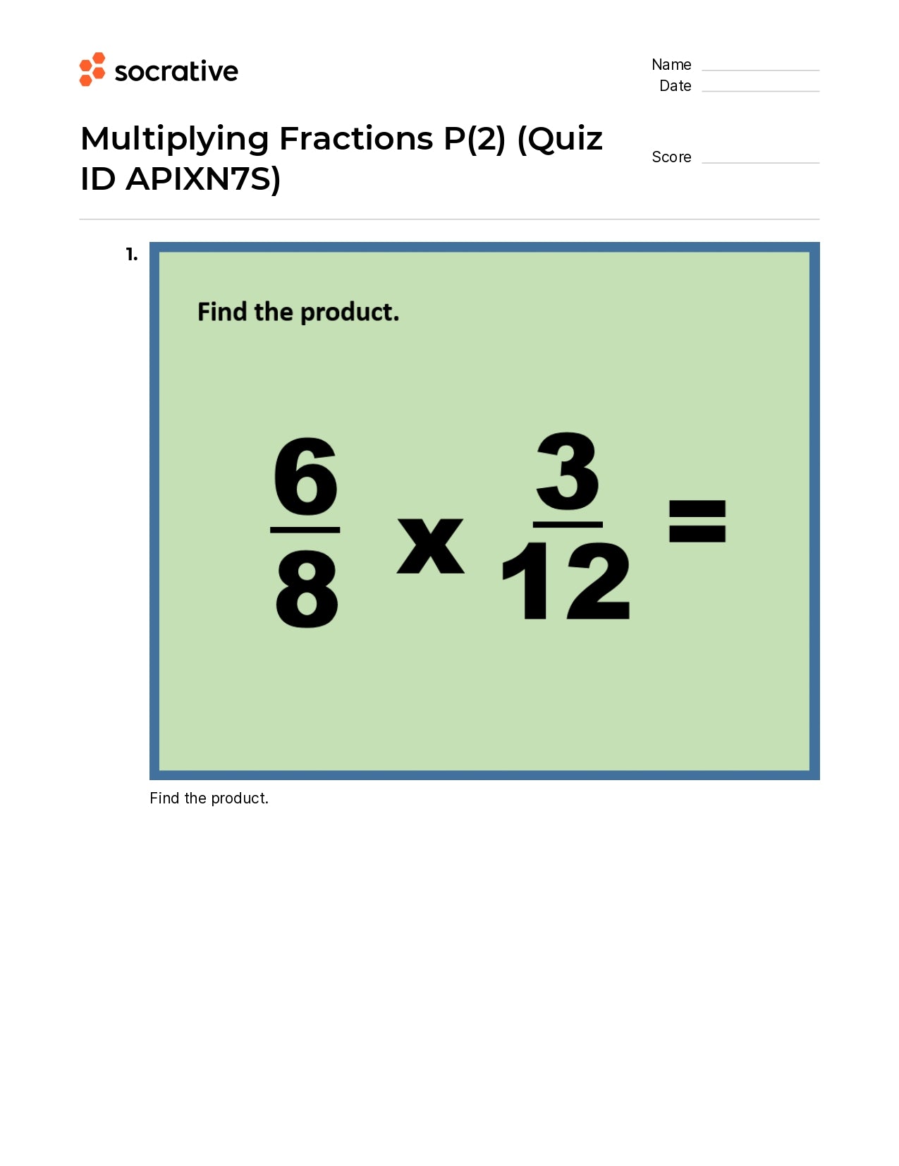 Multiplying Fractions P(2)