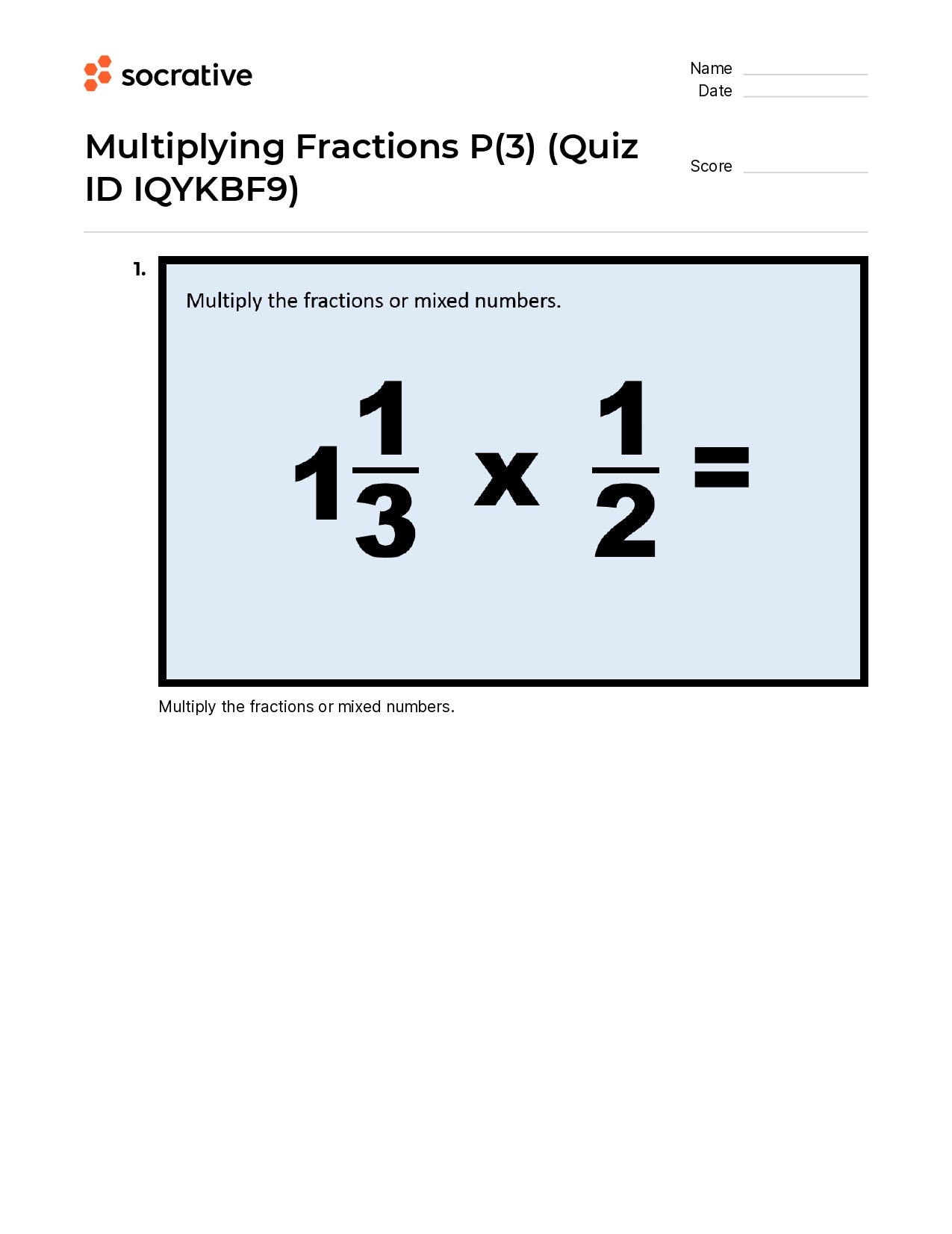 Multiplying Fractions P(3)