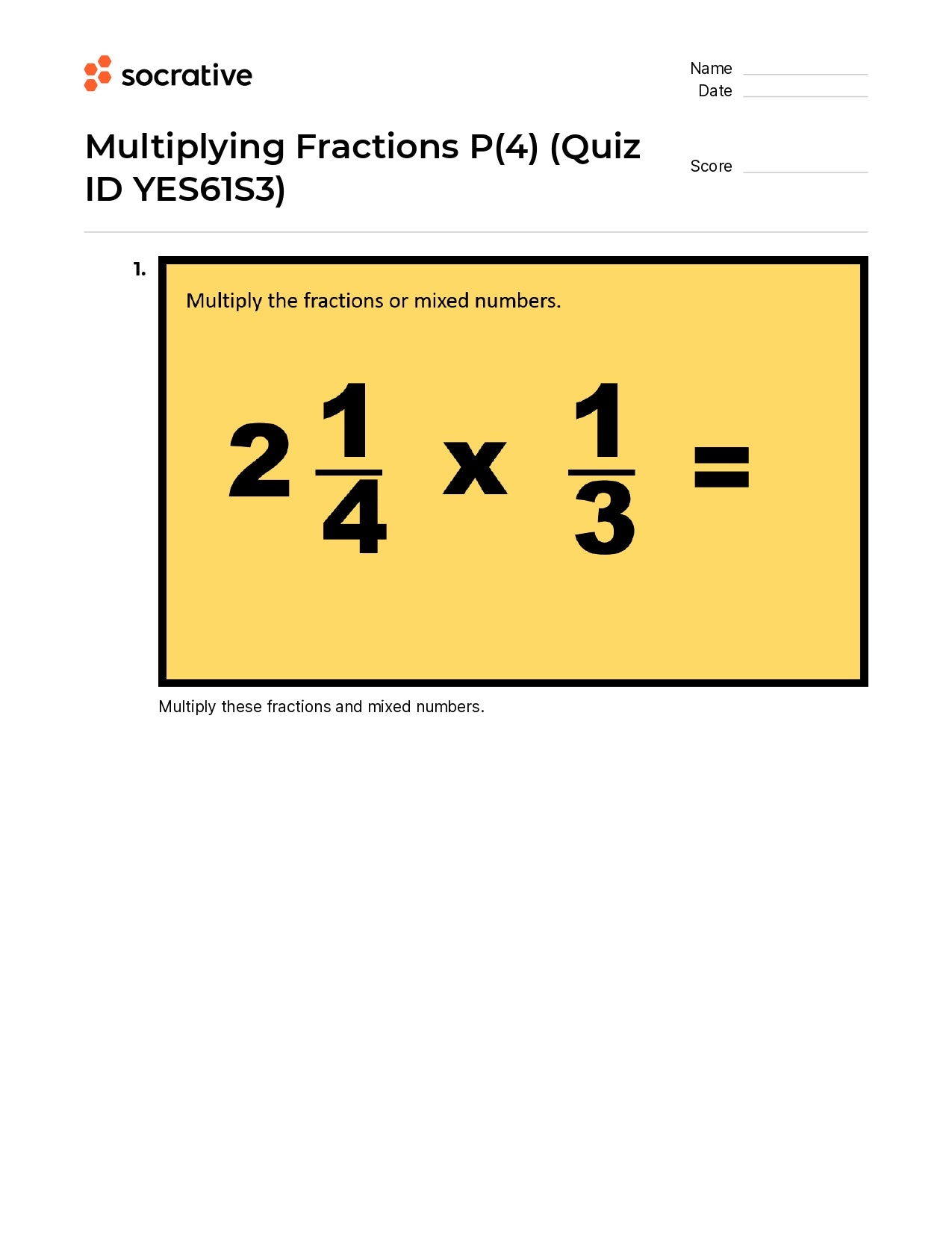Multiplying Fractions P(4)