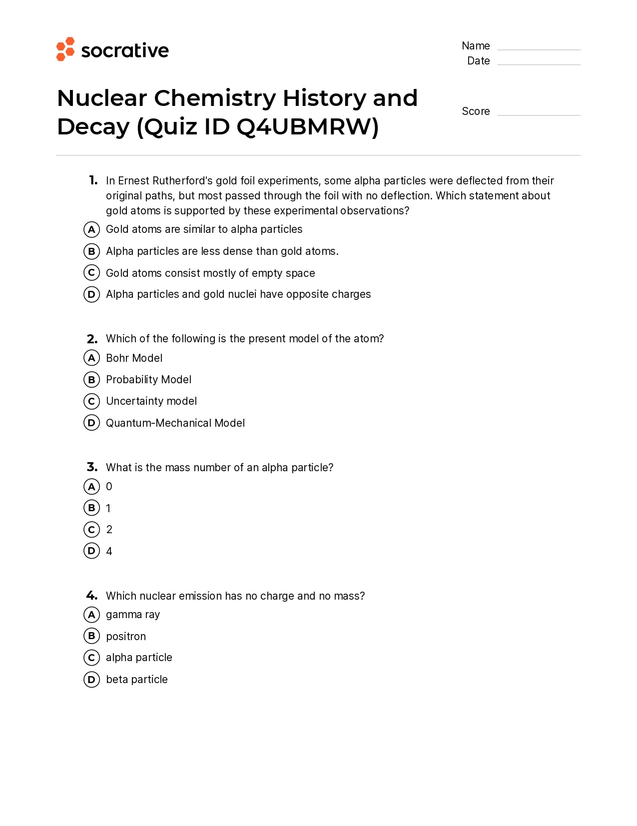 Nuclear Chemistry History And Decay