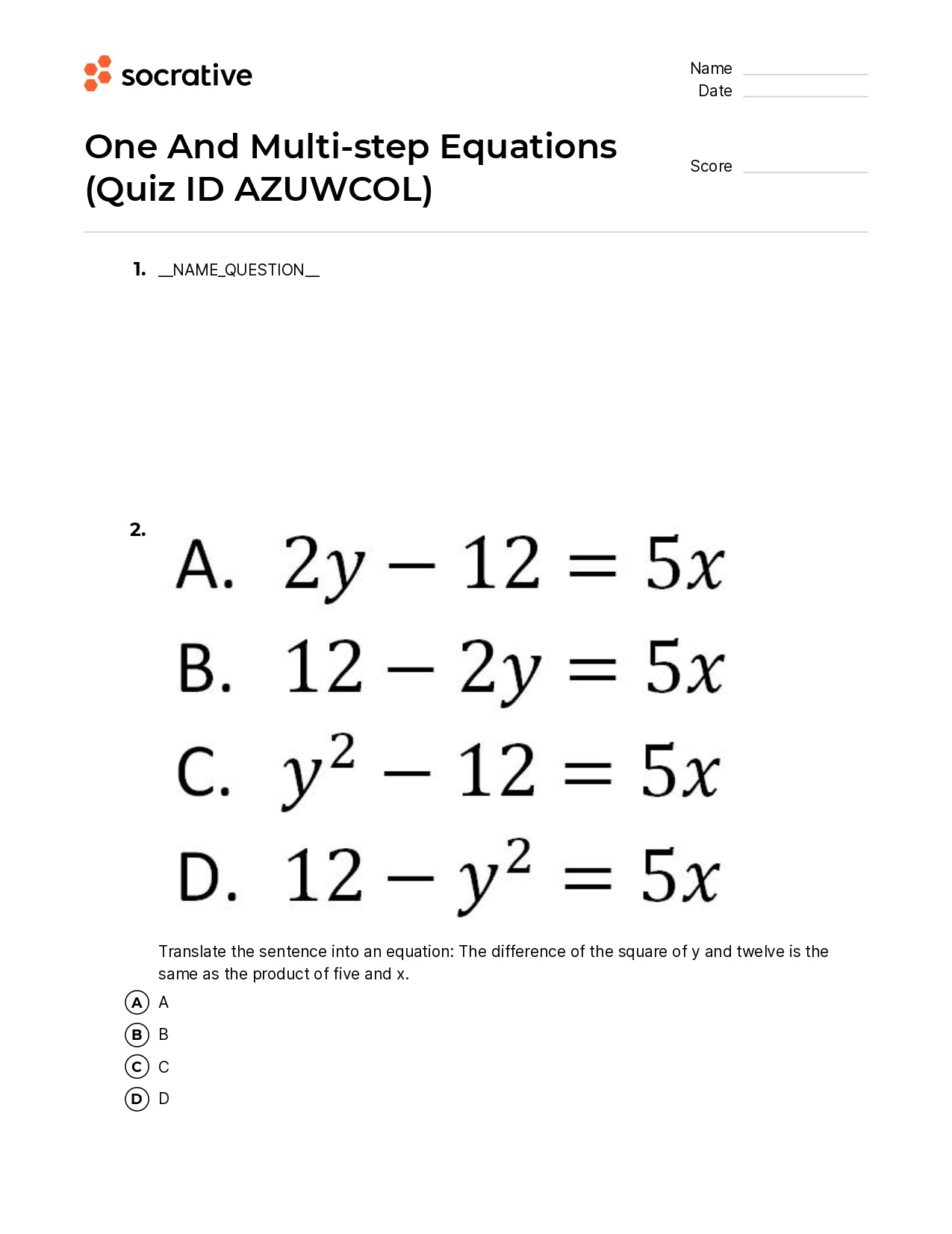 One And Multi-Step Equations