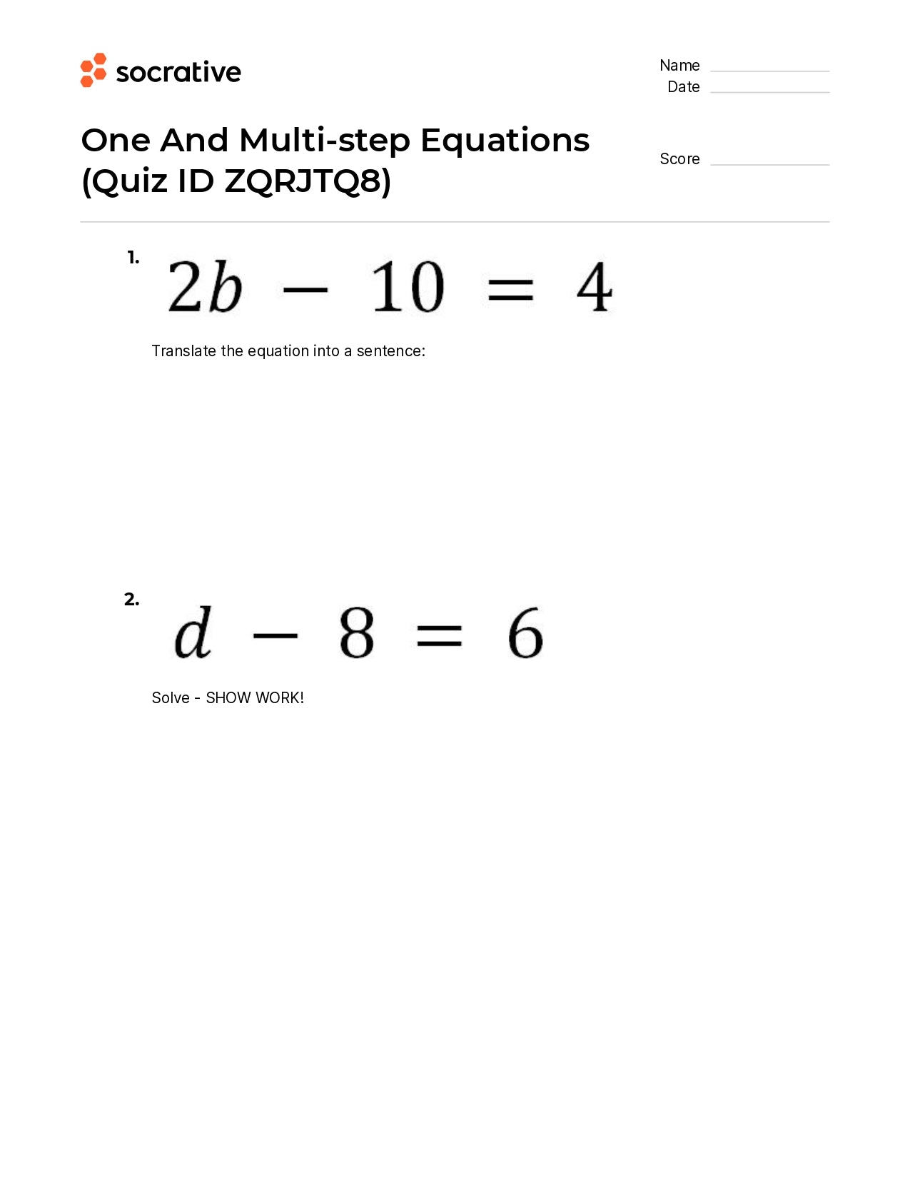 One And Multi-Step Equations