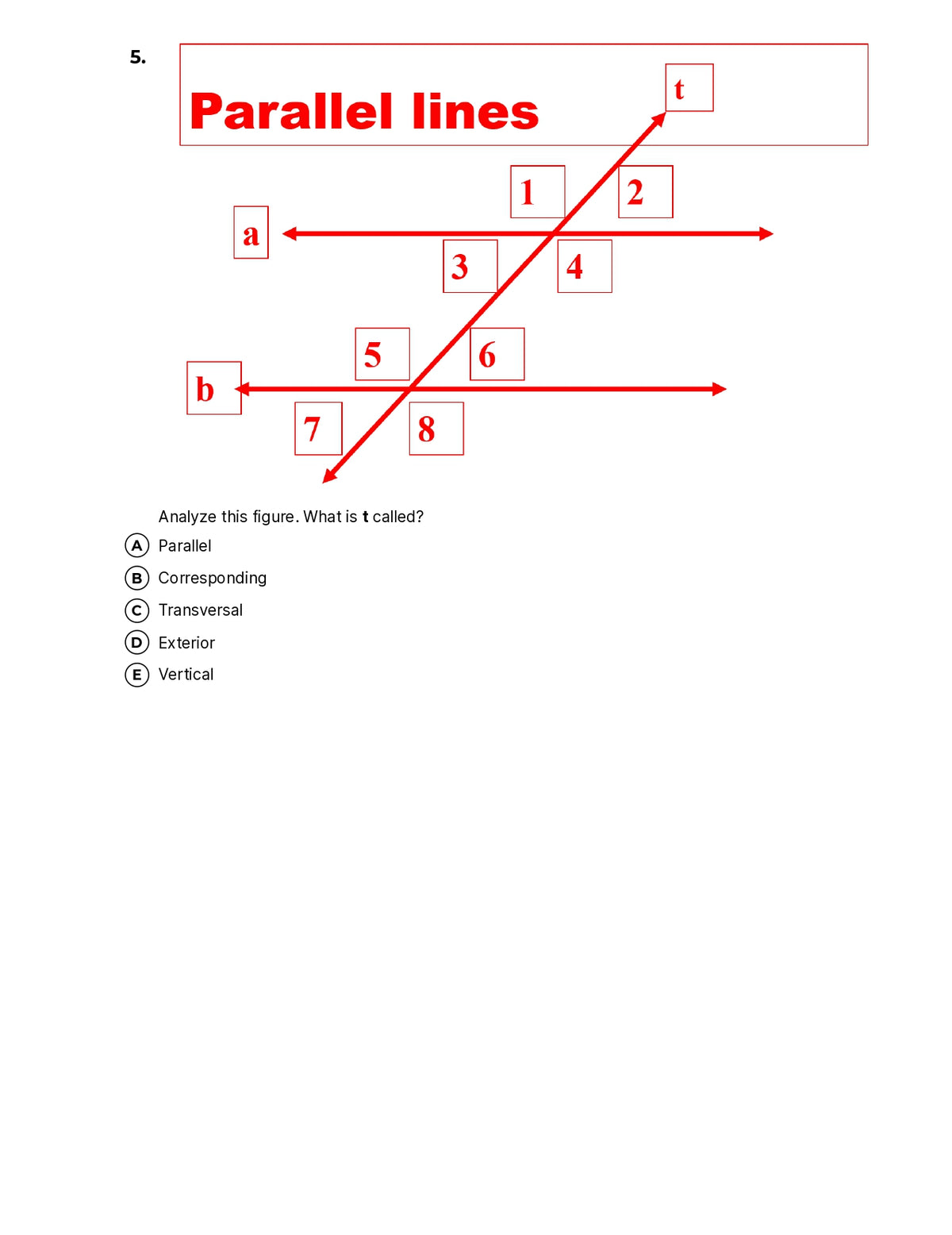Parallel And Transversal Lines (Angle Measure) – Quiz Shop