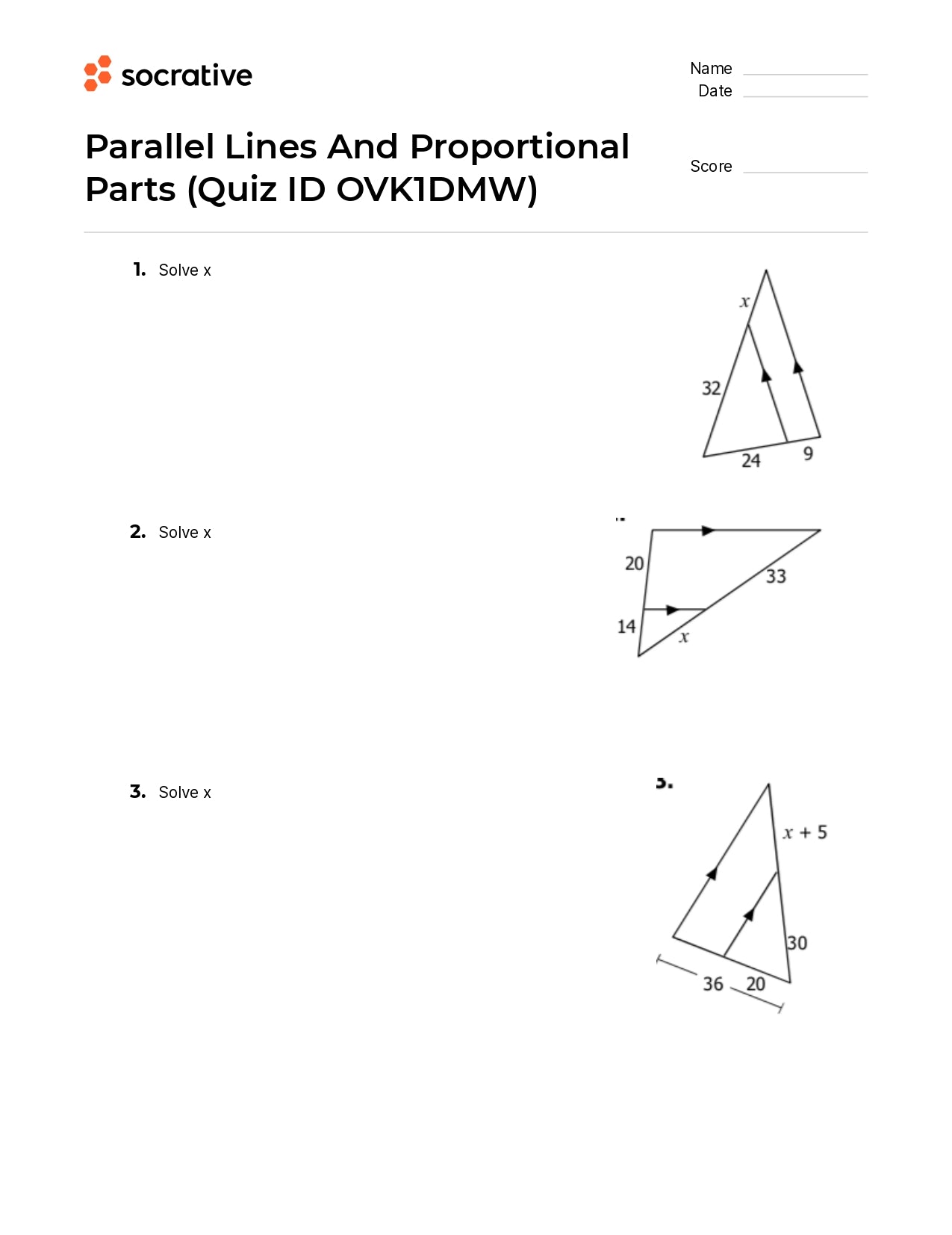 Parallel Lines And Proportional Parts