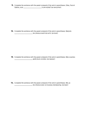 Passe Compose Conjugation – Quiz Shop