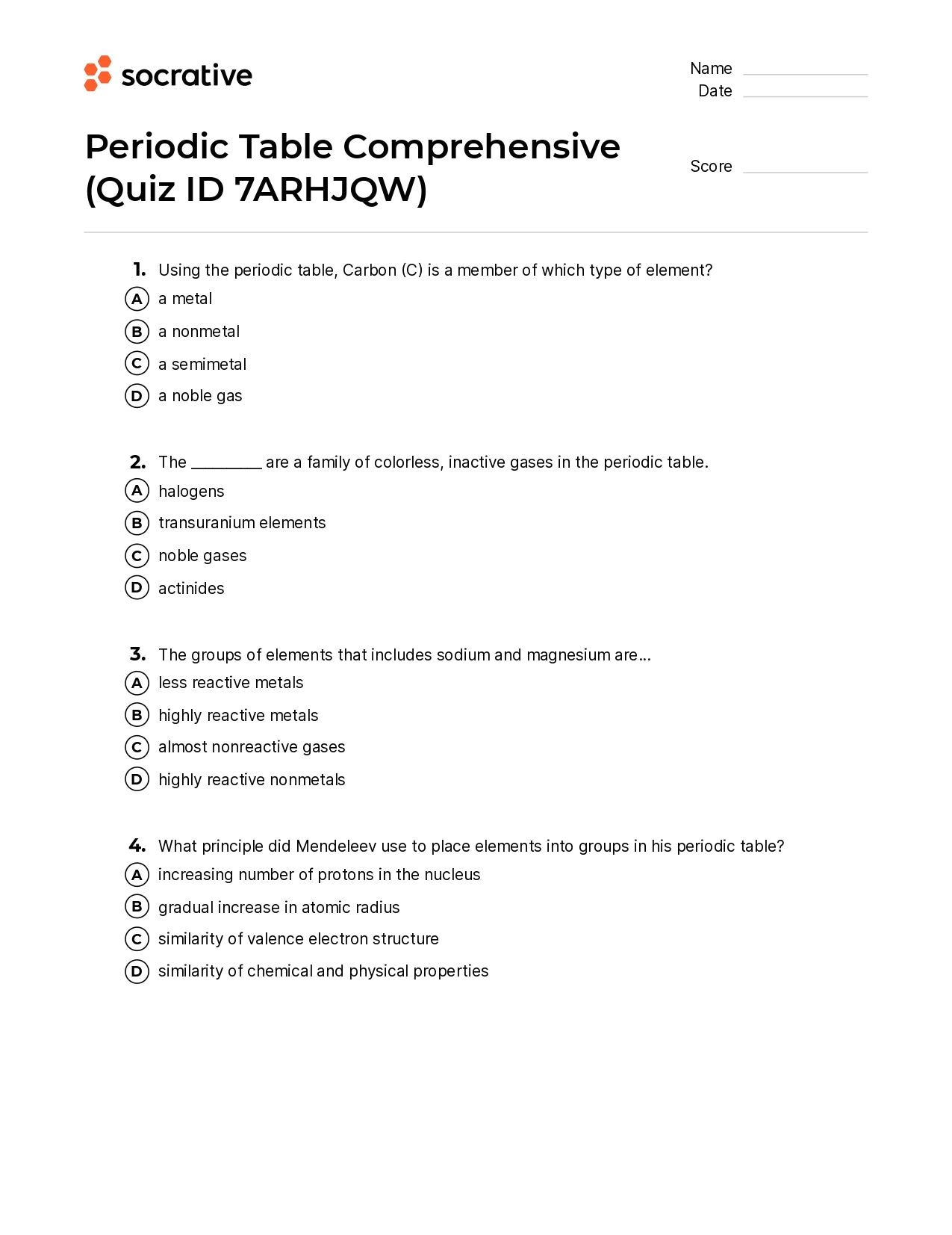 Periodic Table Comprehensive
