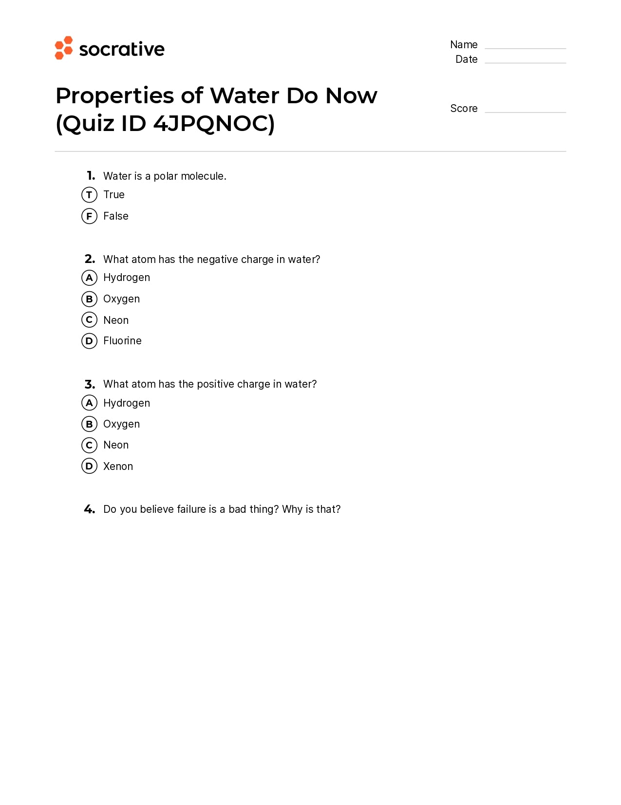 Properties Of Water Do Now