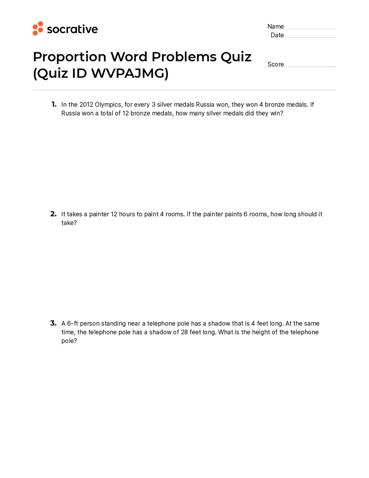 Proportion Problems Quiz Proportion Word Problems Quiz – Quiz Shop