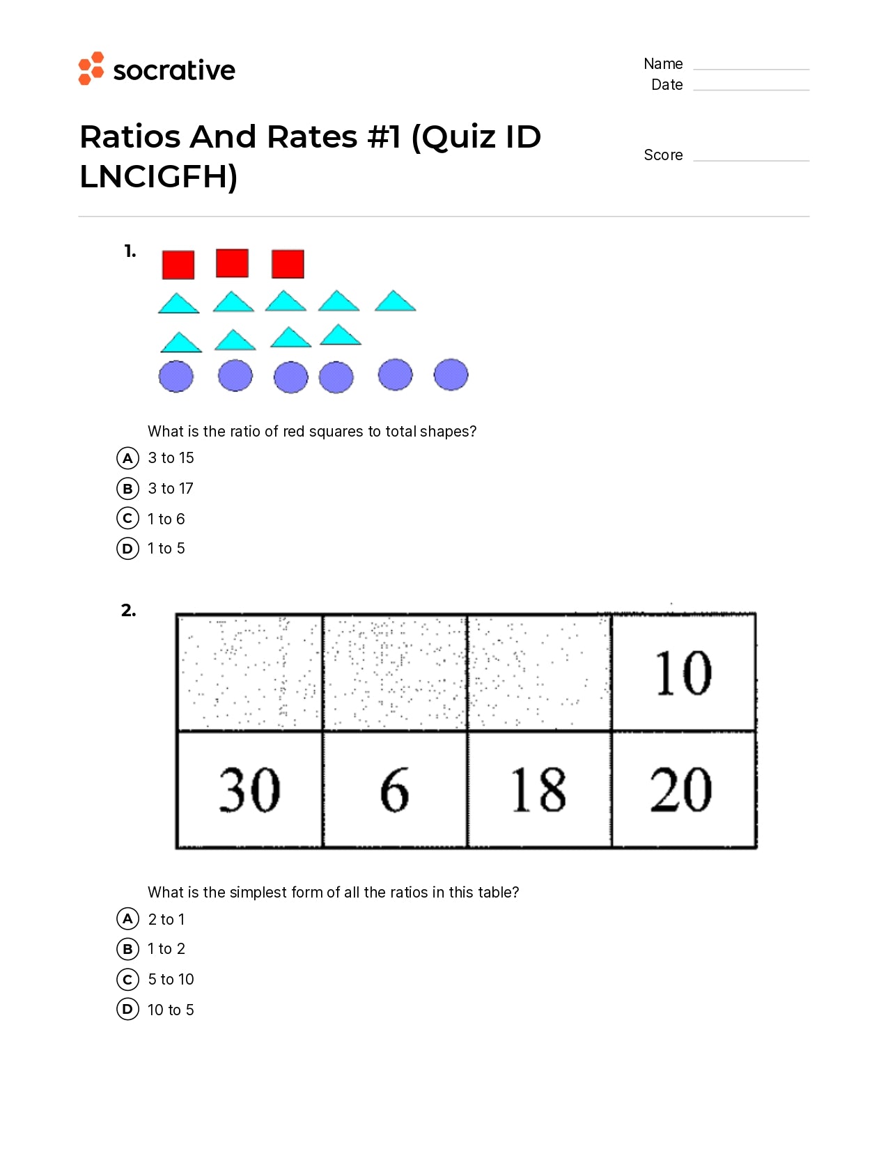 Ratios  And Rates 1
