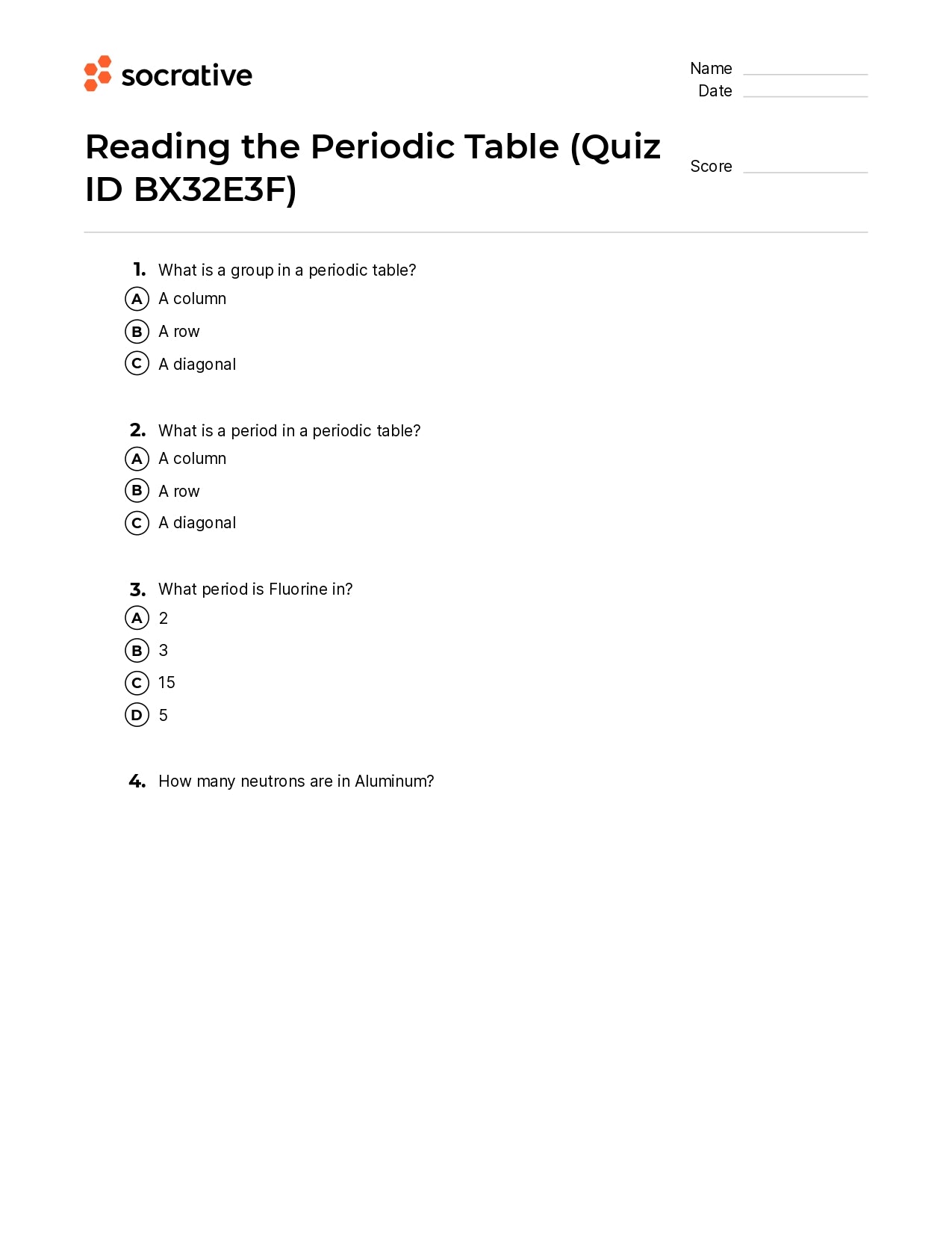 Reading The Periodic Table