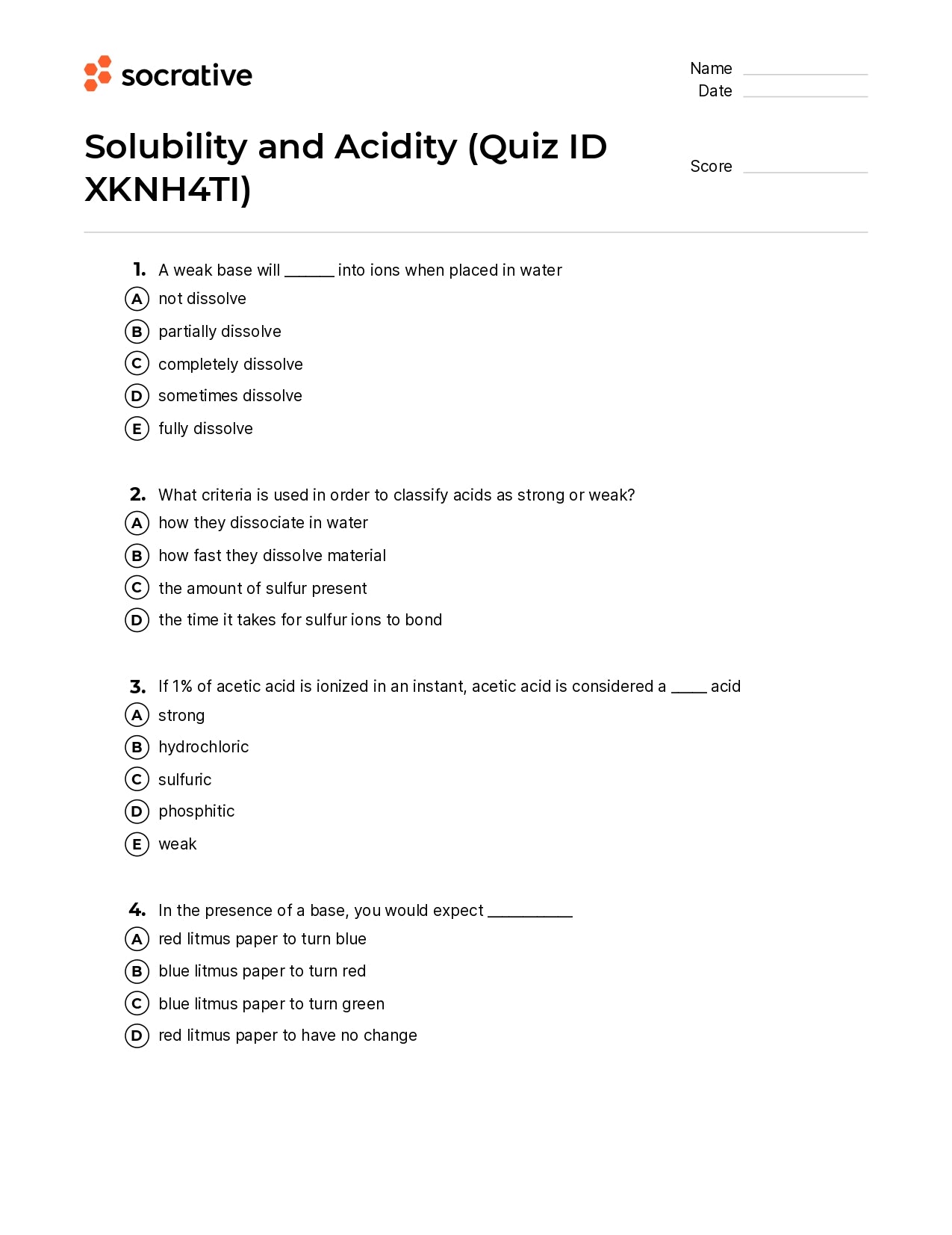 Solubility And Acidity