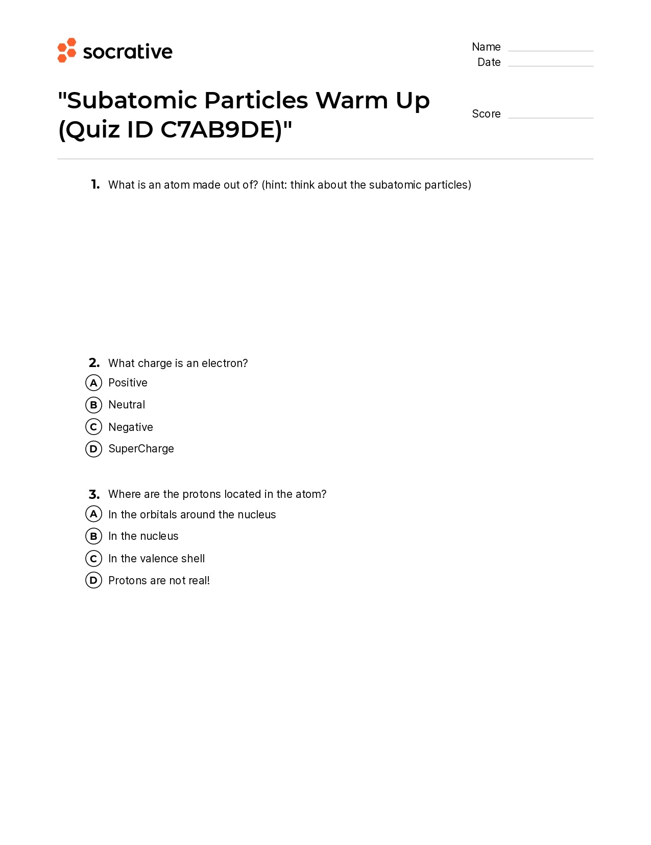 Subatomic Particles Warm Up